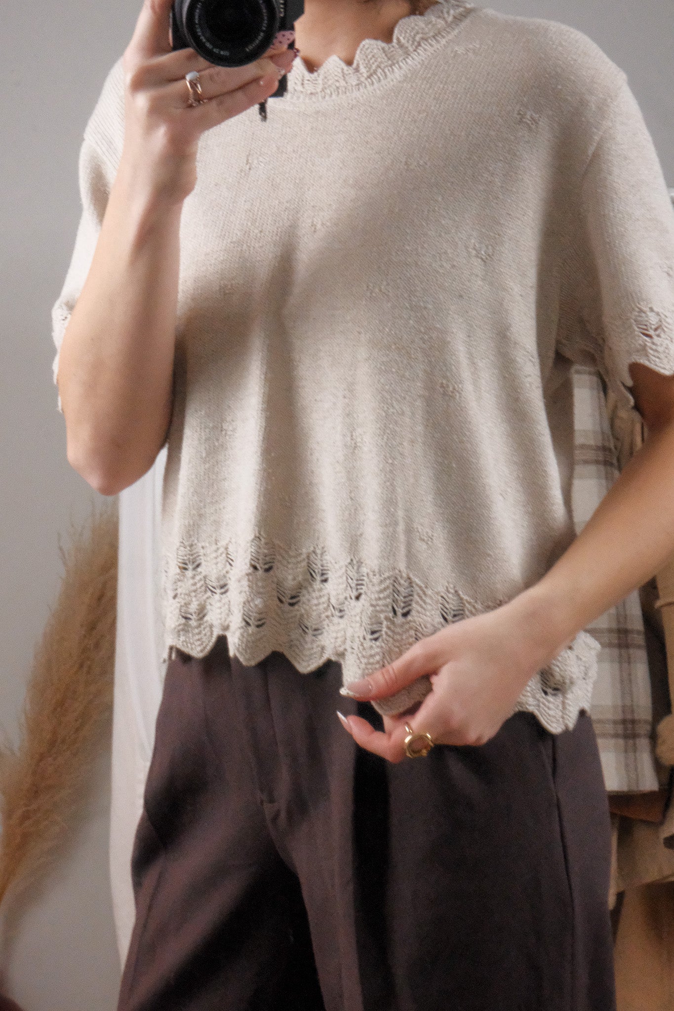 Made in Canada x Vintage x Textured Short-Sleeve Knit (L)
