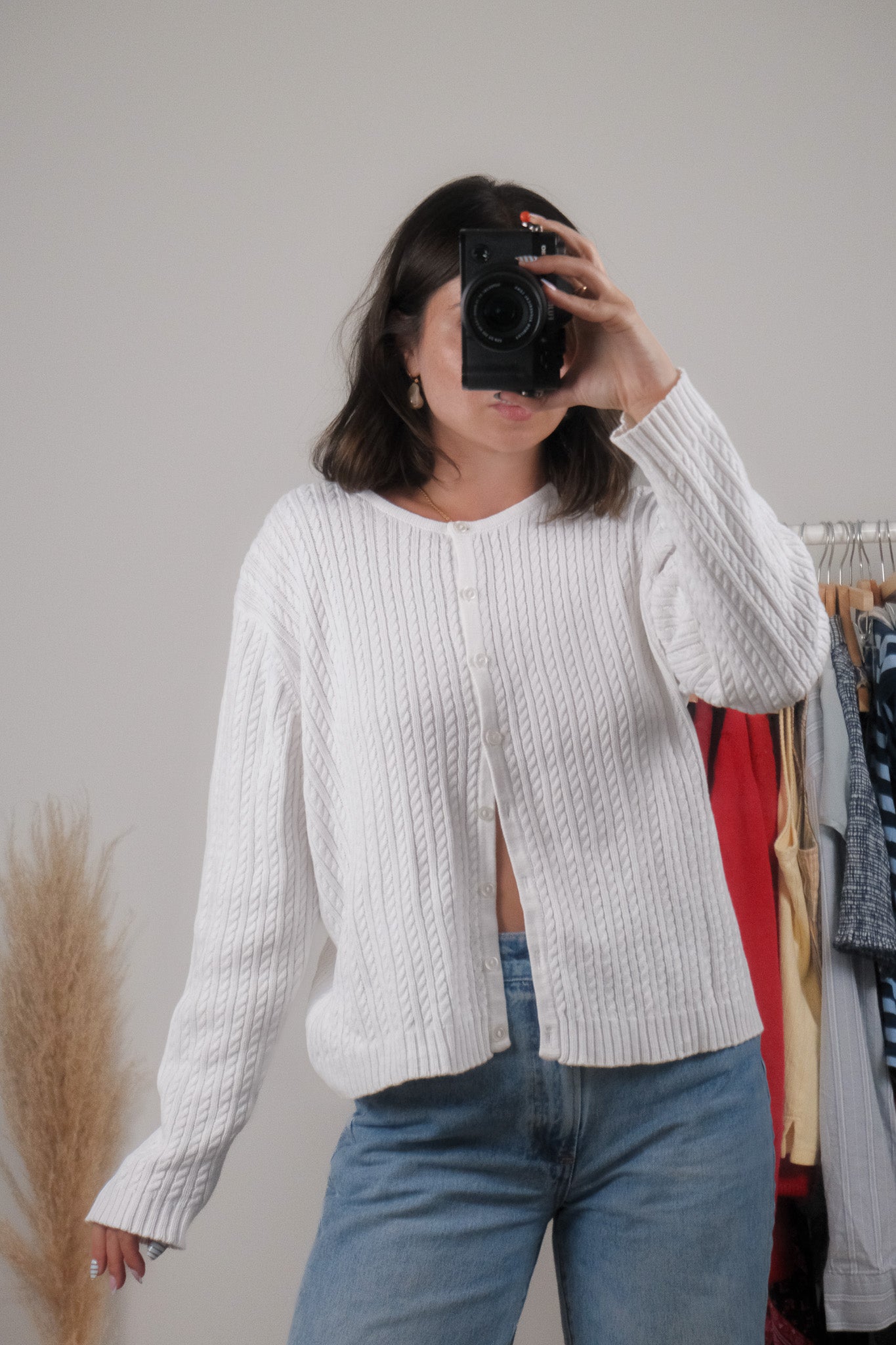 Vintage x 100% Cotton Cable Knit Cardigan (L)