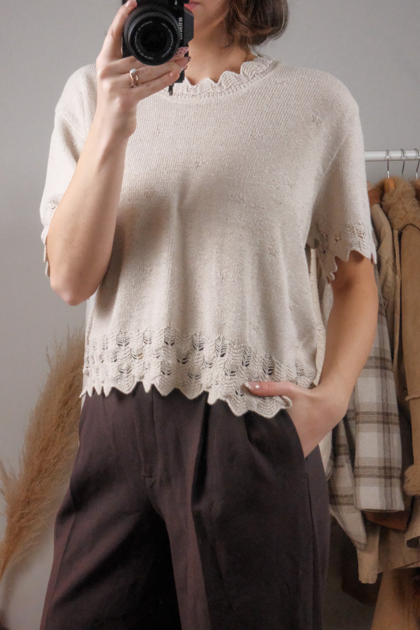 Made in Canada x Vintage x Textured Short-Sleeve Knit (L)