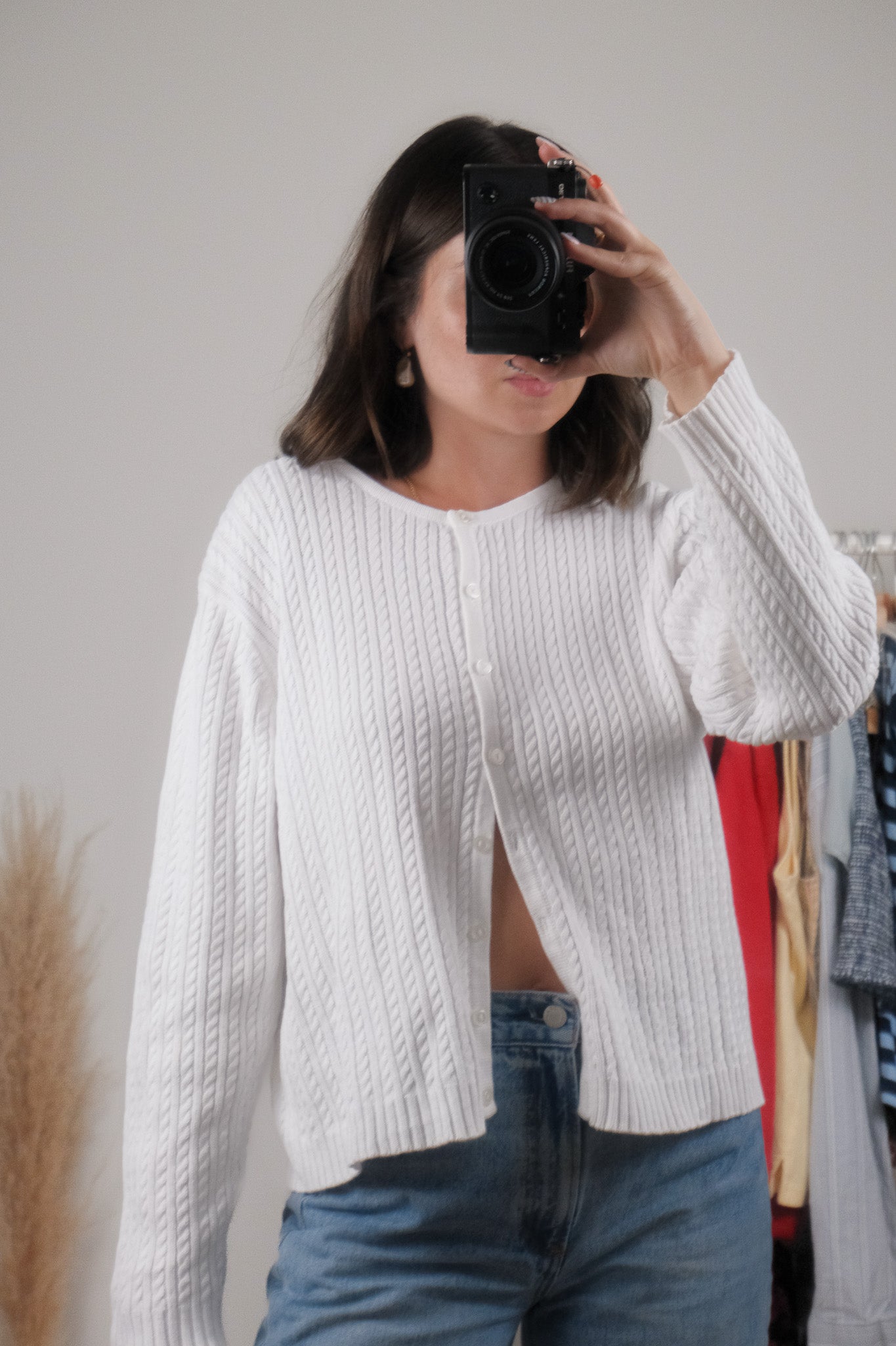 Vintage x 100% Cotton Cable Knit Cardigan (L)