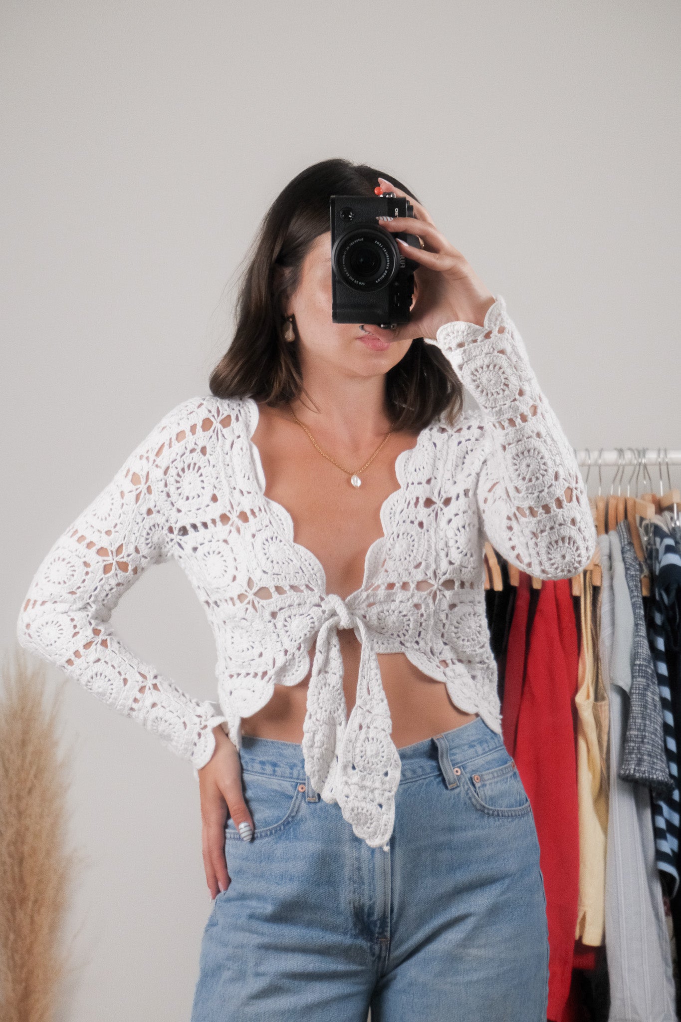 Vintage x Crochet Knit Cardigan (M)