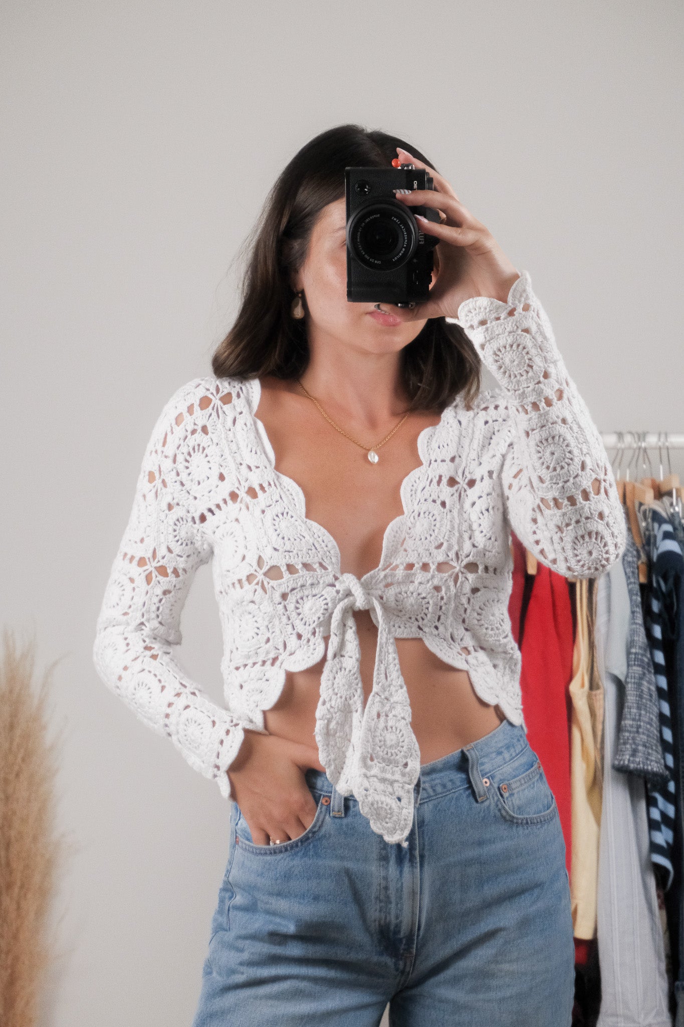 Vintage x Crochet Knit Cardigan (M)
