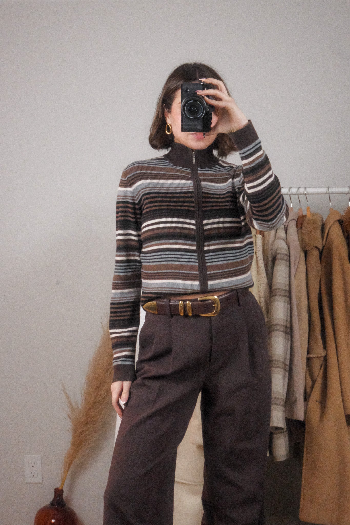 Vintage x Striped Zip Up Knit (L)