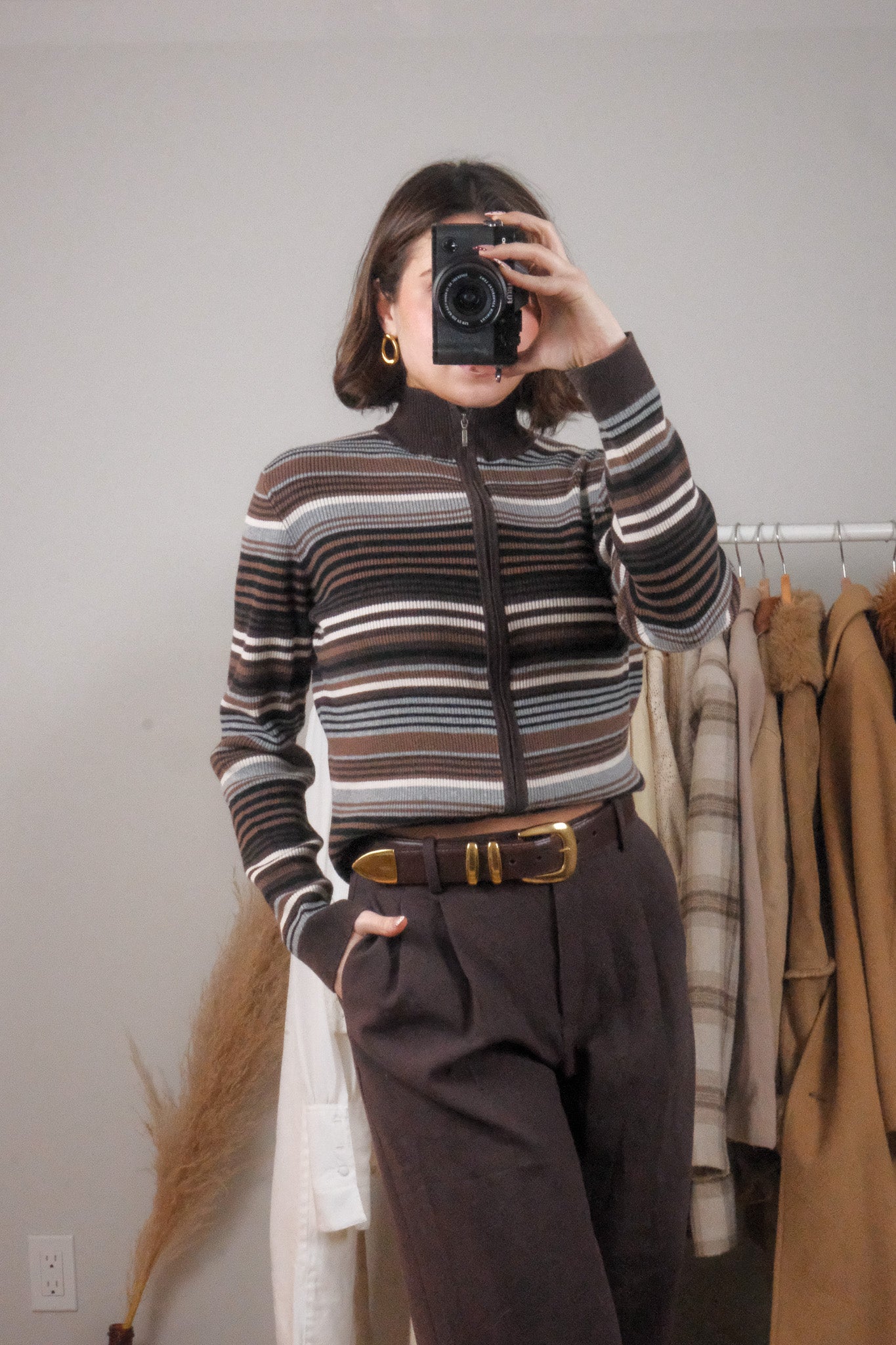 Vintage x Striped Zip Up Knit (L)