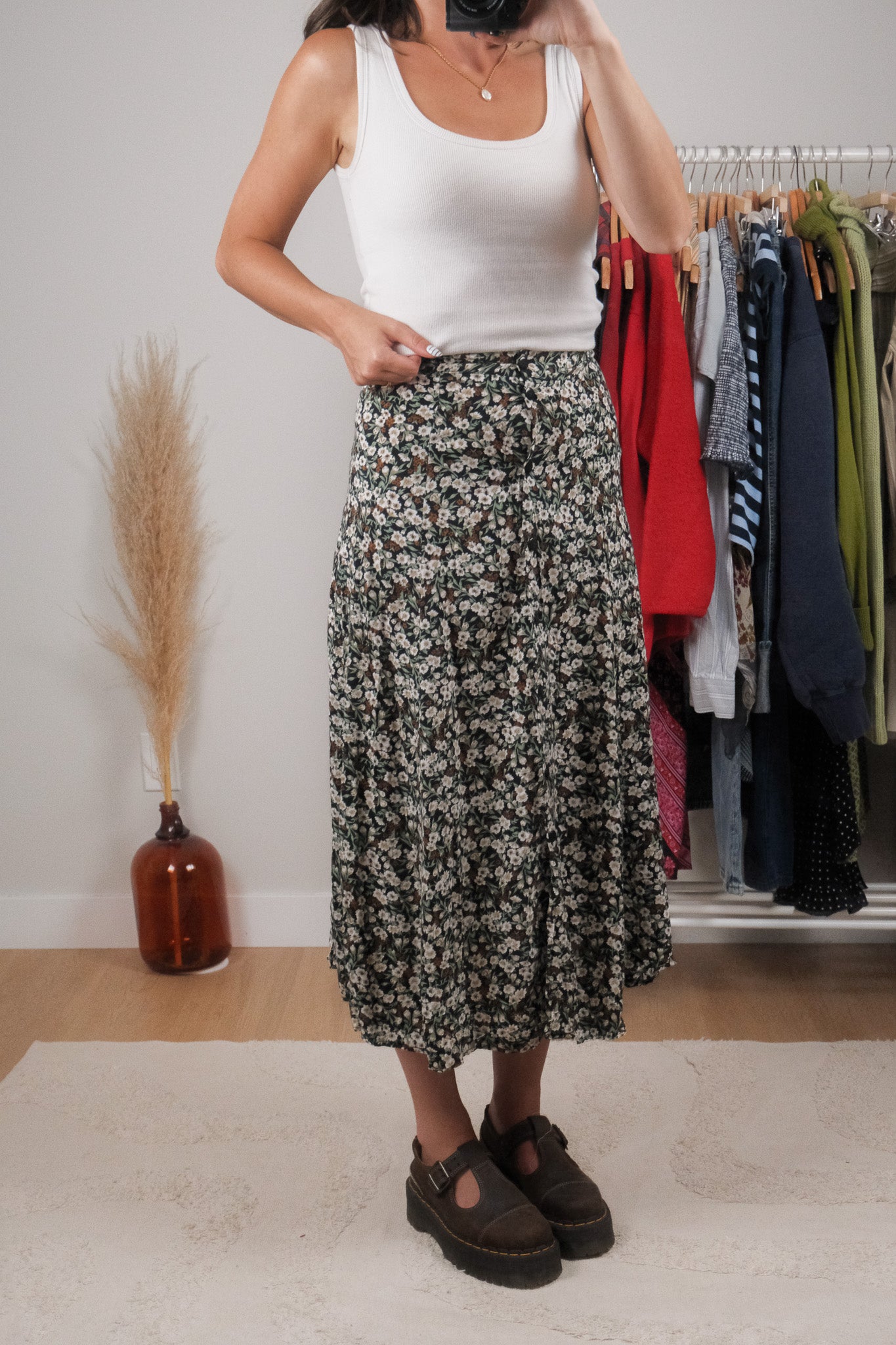 Made in Canada x Vintage x Floral Button Maxi Skirt (2)