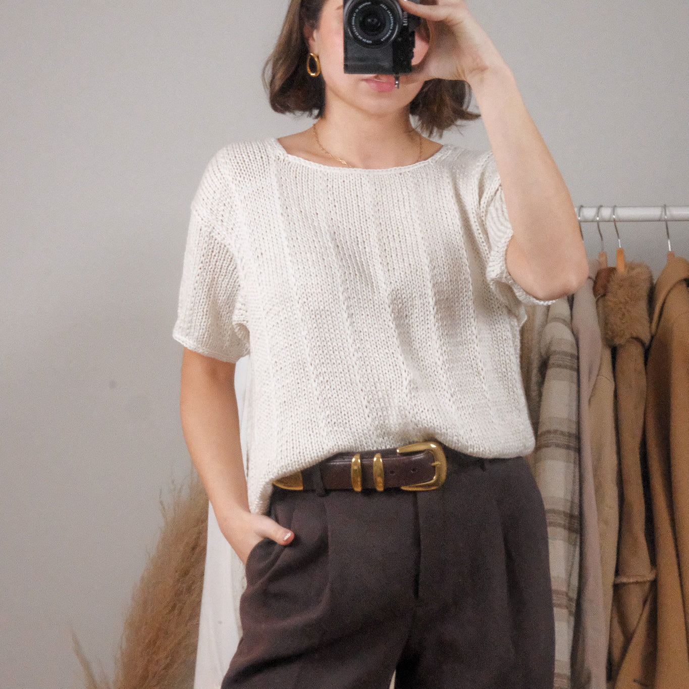 Vintage x Knit by Hand x Short Sleeve Knit (M)