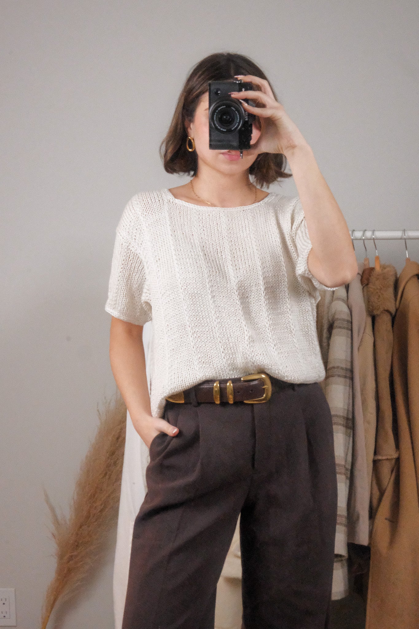 Vintage x Knit by Hand x Short Sleeve Knit (M)
