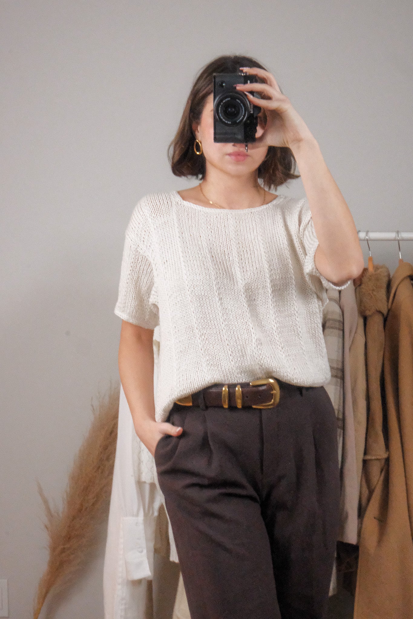 Vintage x Knit by Hand x Short Sleeve Knit (M)