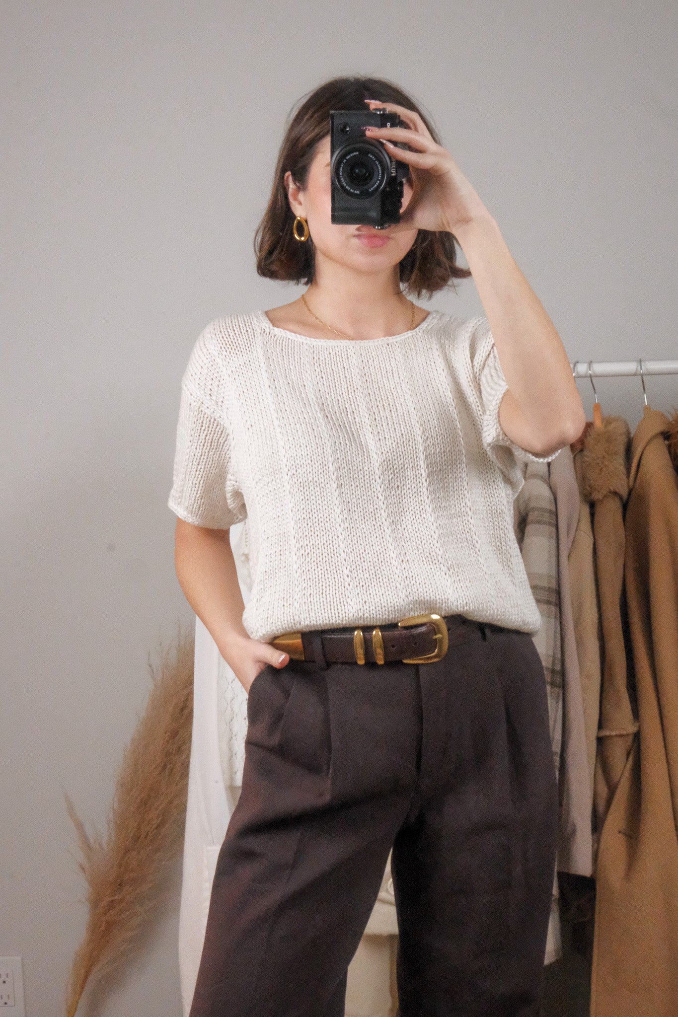 Vintage x Knit by Hand x Short Sleeve Knit (M)
