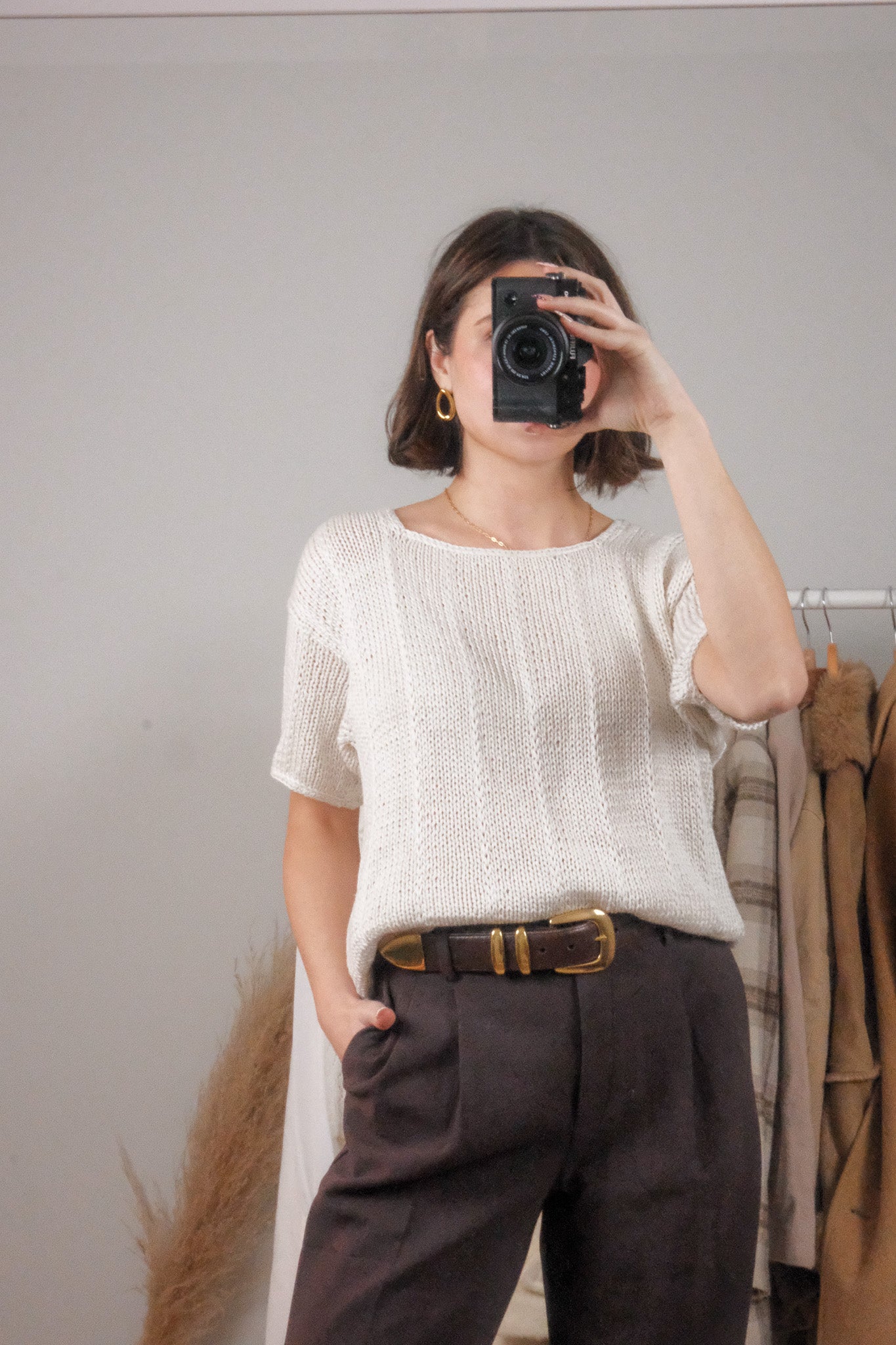 Vintage x Knit by Hand x Short Sleeve Knit (M)