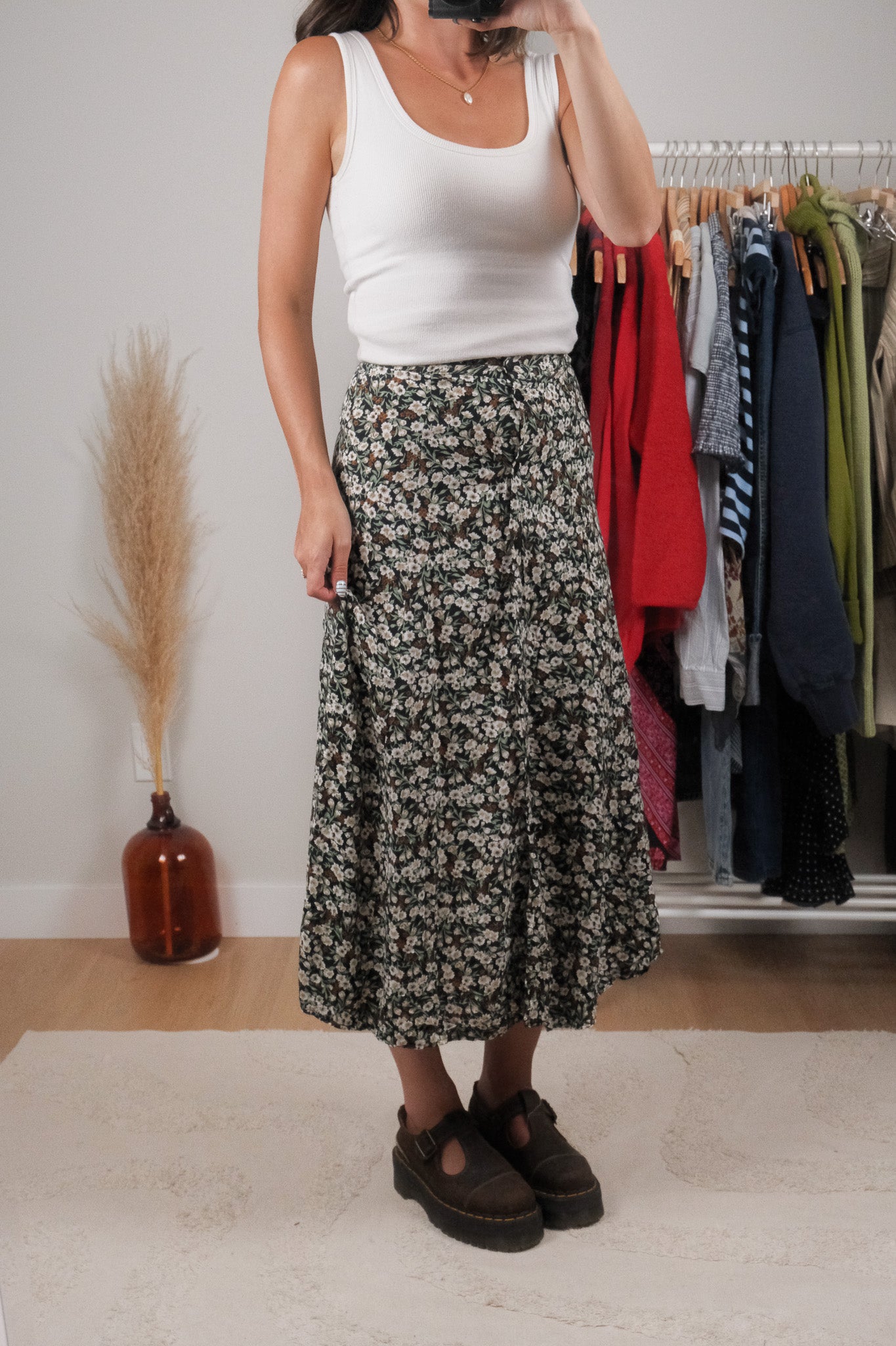 Made in Canada x Vintage x Floral Button Maxi Skirt (2)