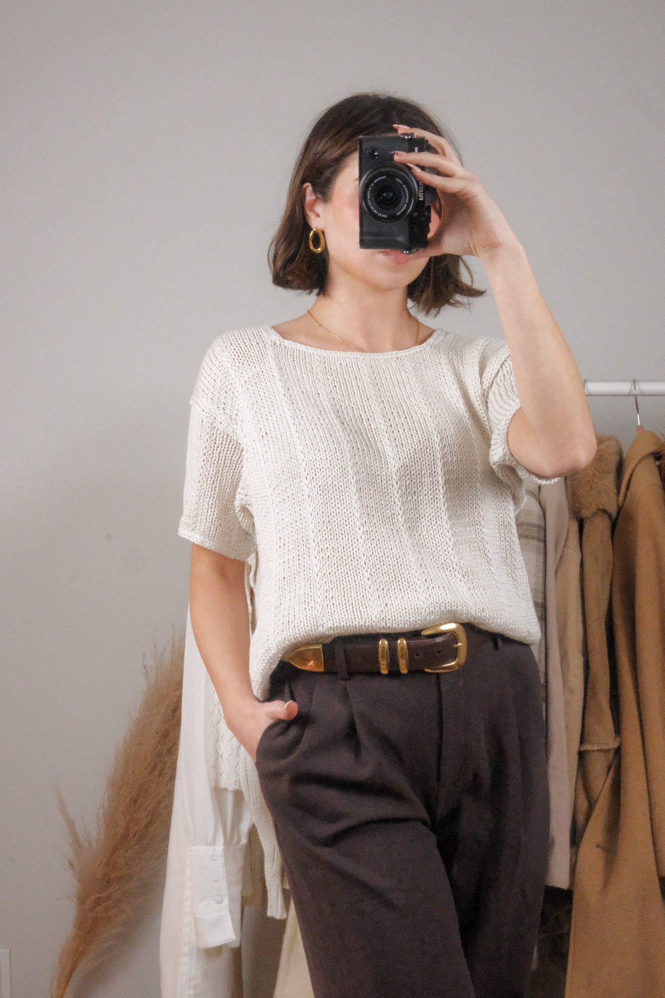 Vintage x Knit by Hand x Short Sleeve Knit (M)