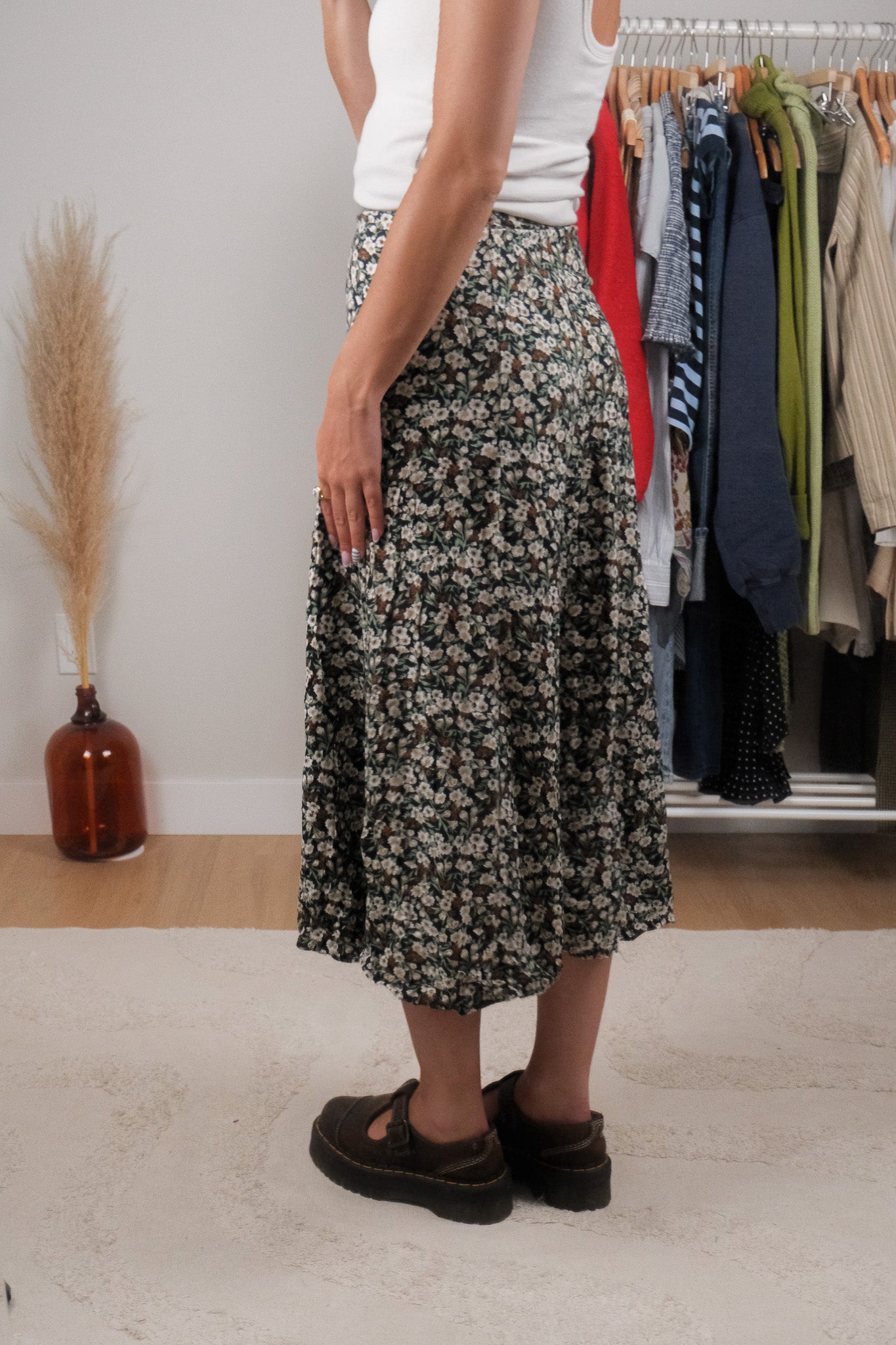 Made in Canada x Vintage x Floral Button Maxi Skirt (2)