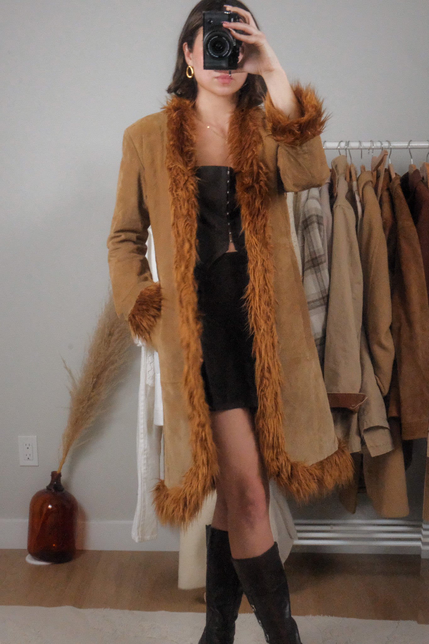 Vintage x 100% Suede & Faux Fur Long Jacket (S)