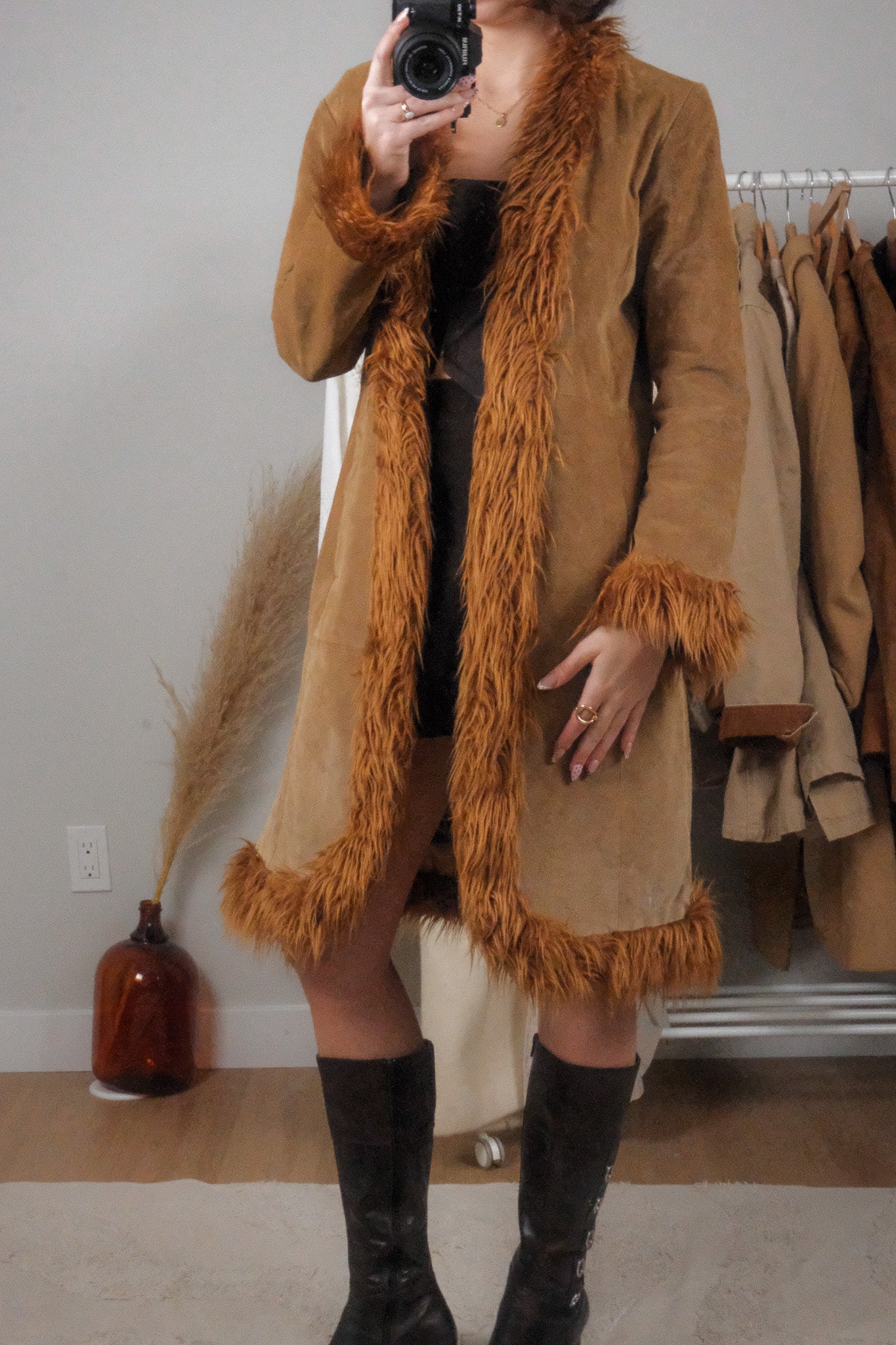 Vintage x 100% Suede & Faux Fur Long Jacket (S)