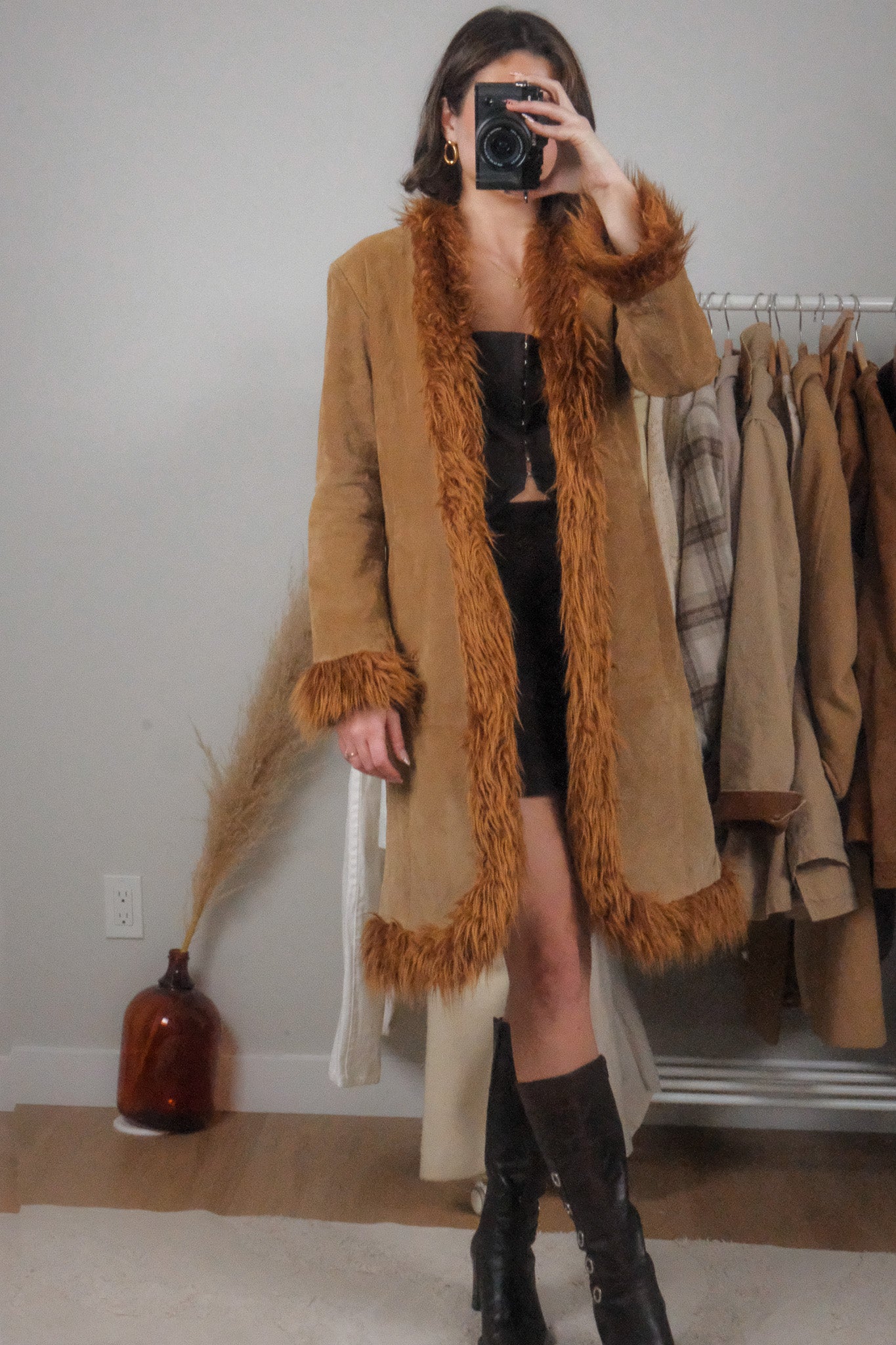 Vintage x 100% Suede & Faux Fur Long Jacket (S)