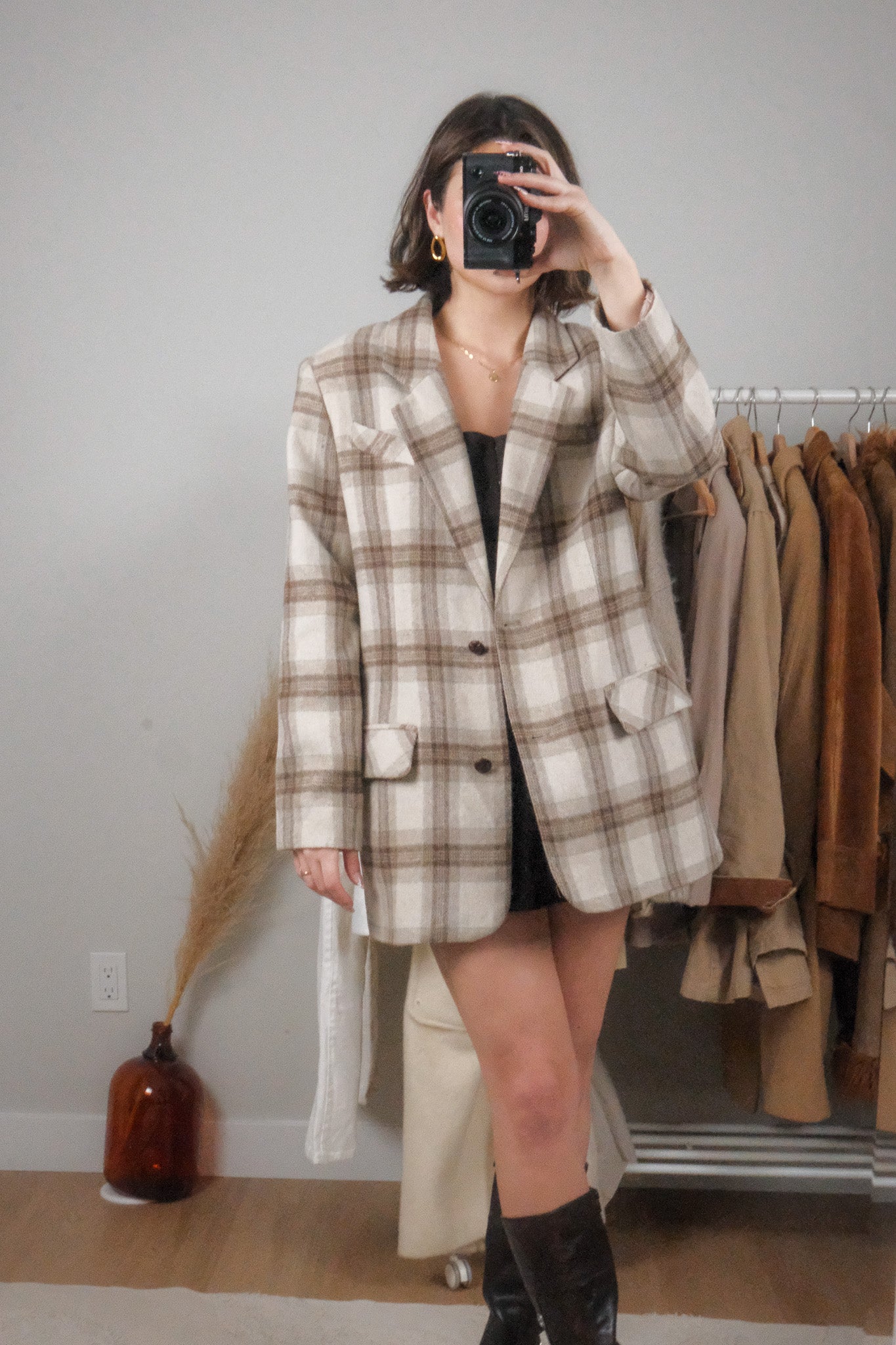 Vintage x Wool Blend Plaid Structured Blazer (6/8)