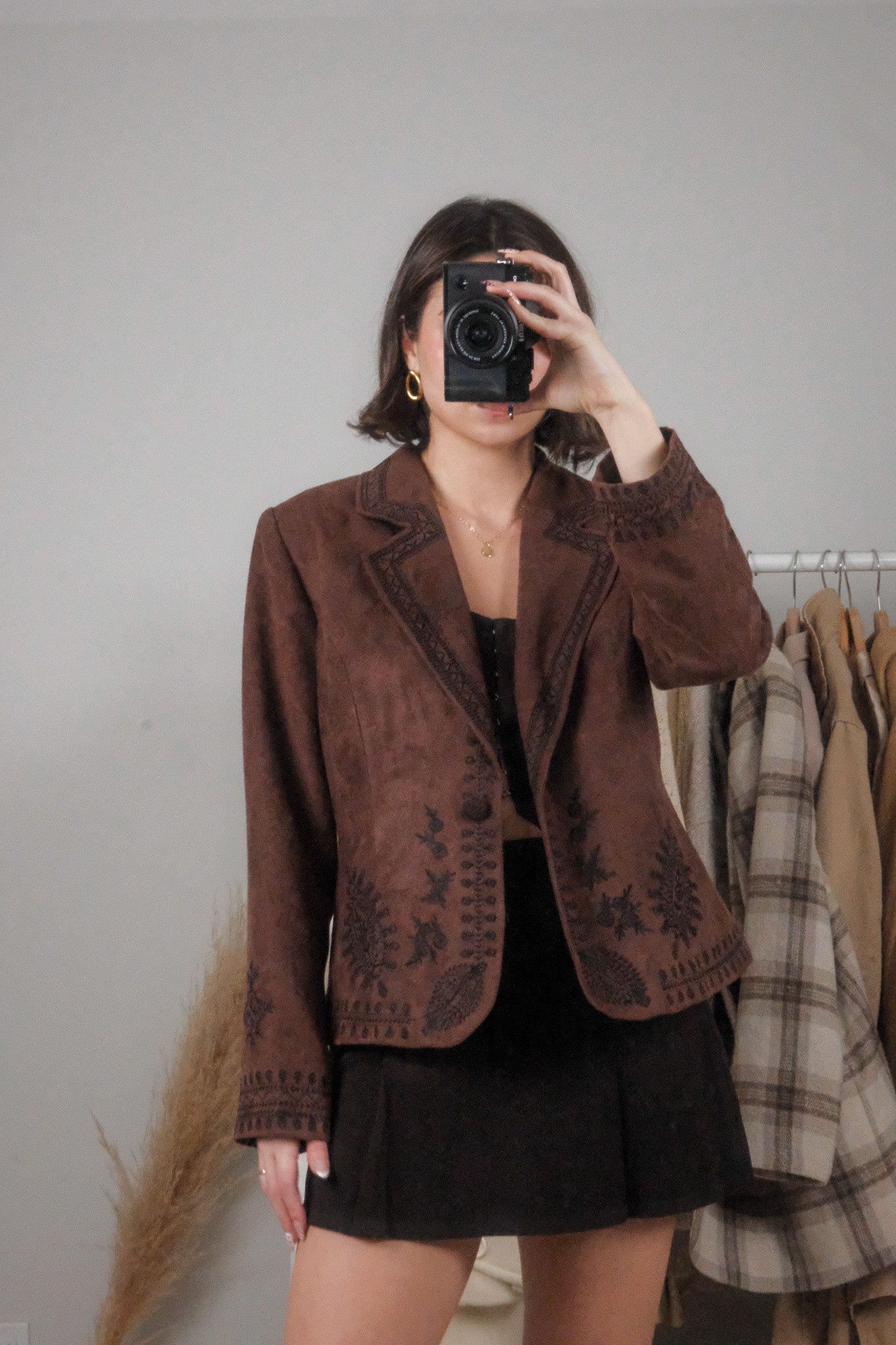 Vintage x Faux Suede Embroidered Jacket (M)