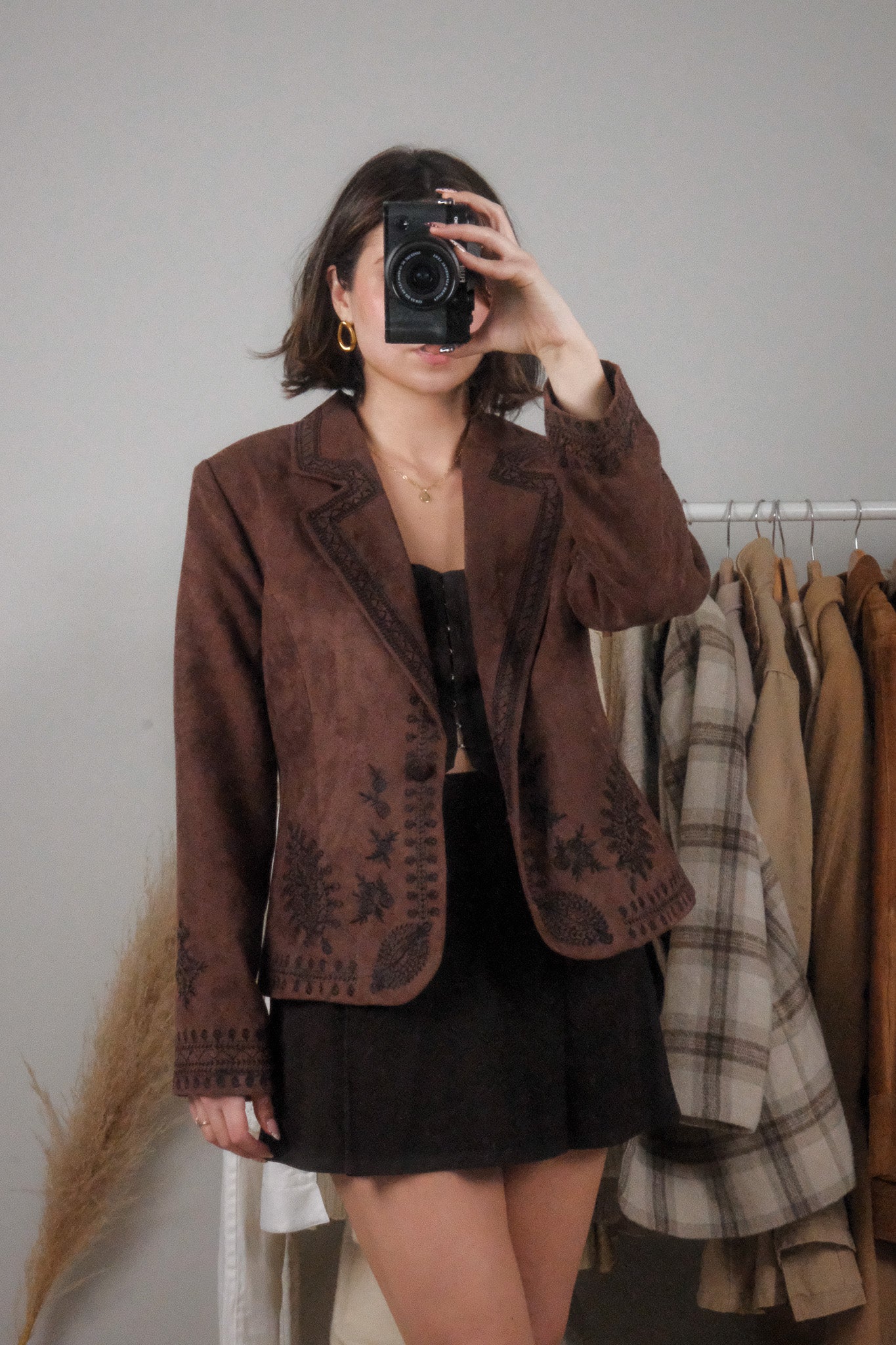 Vintage x Faux Suede Embroidered Jacket (M)