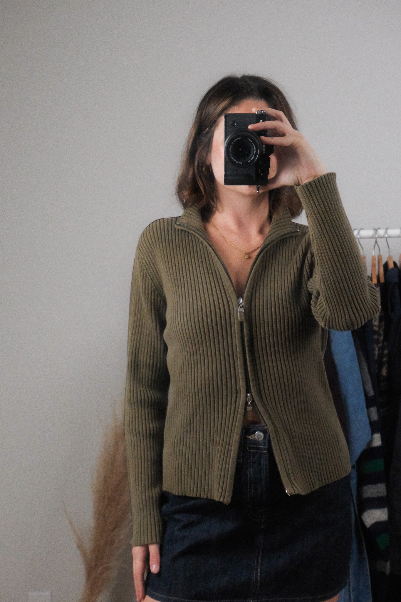 Vintage x Striped Cotton Double Zipper Knit (L)