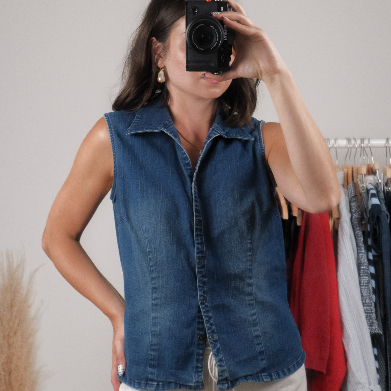 Vintage x Collared Denim Vest (M)