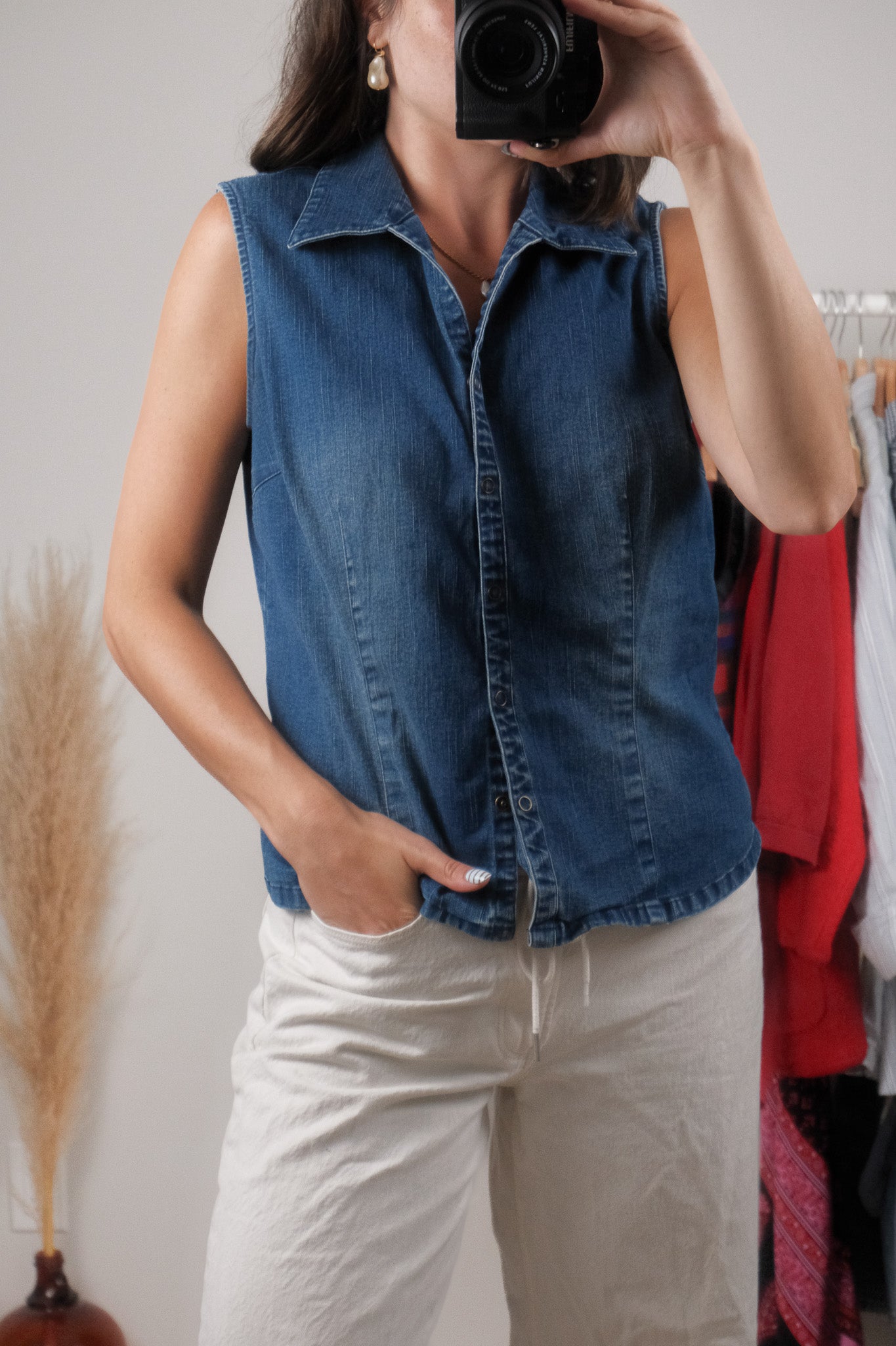 Vintage x Collared Denim Vest (M)