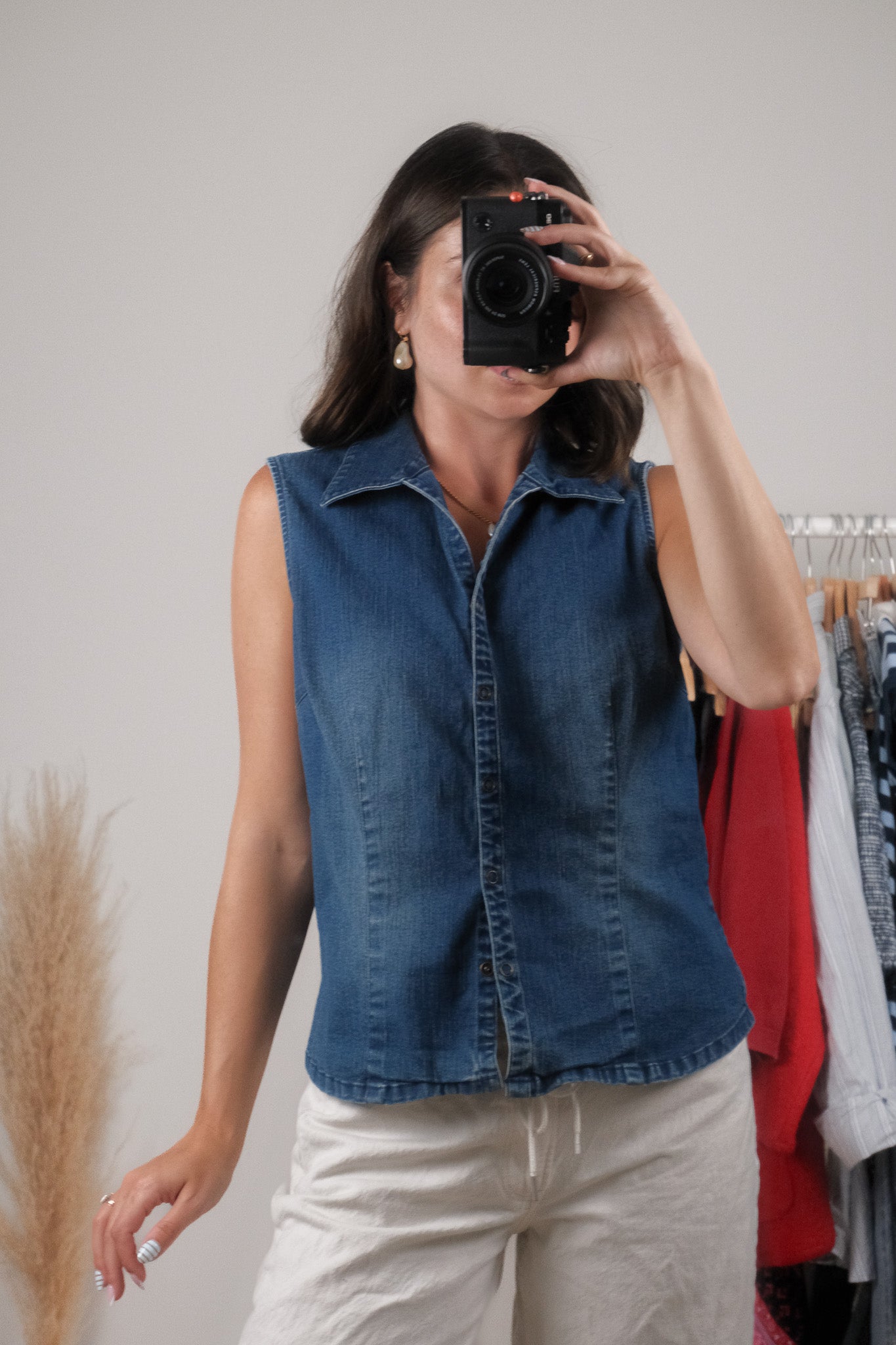 Vintage x Collared Denim Vest (M)