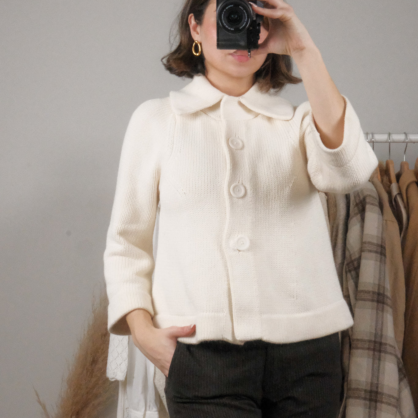 Banana Republic x Cotton Chunky 3/4 Sleeve Cardigan (S)