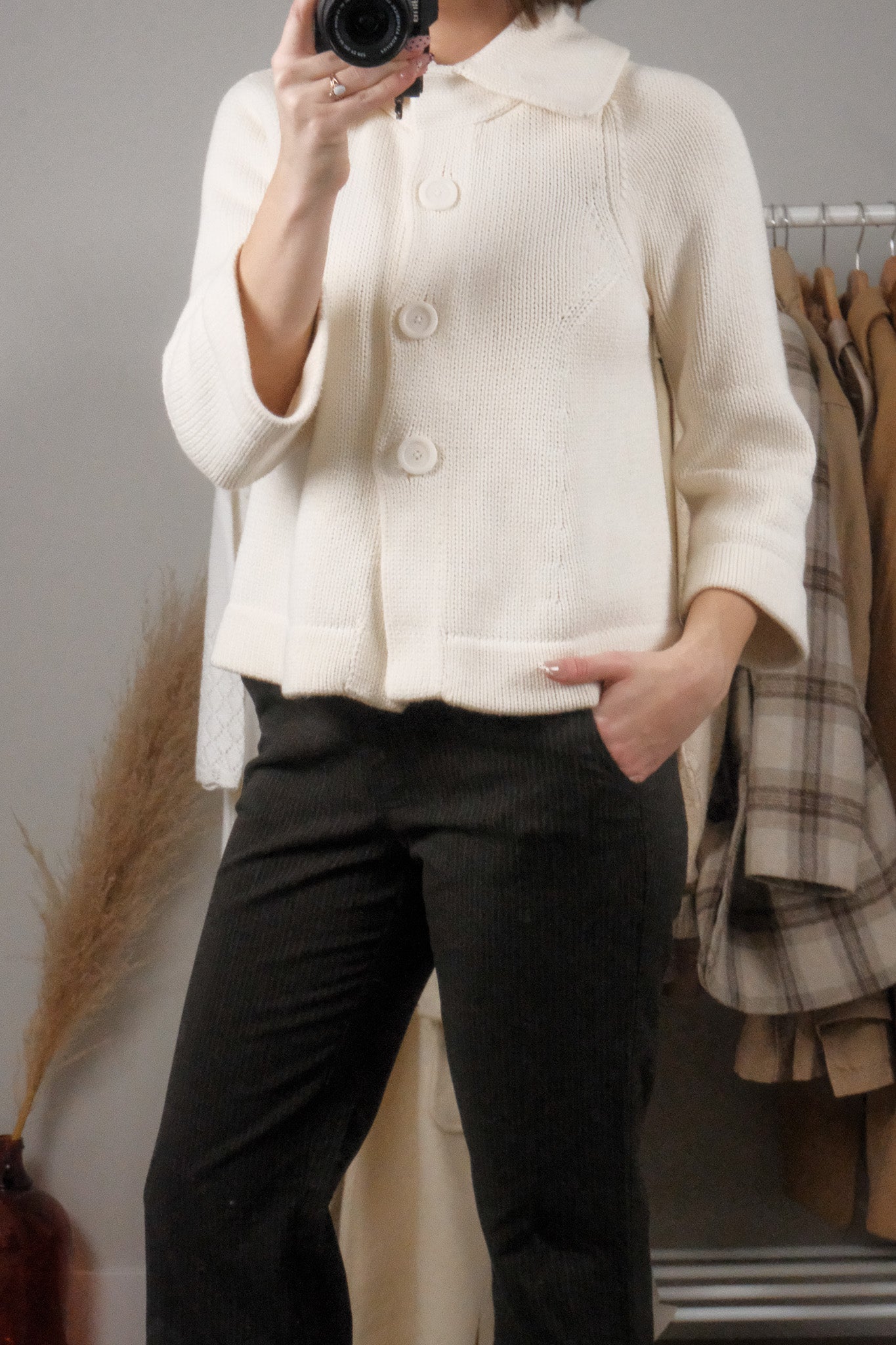 Banana Republic x Cotton Chunky 3/4 Sleeve Cardigan (S)