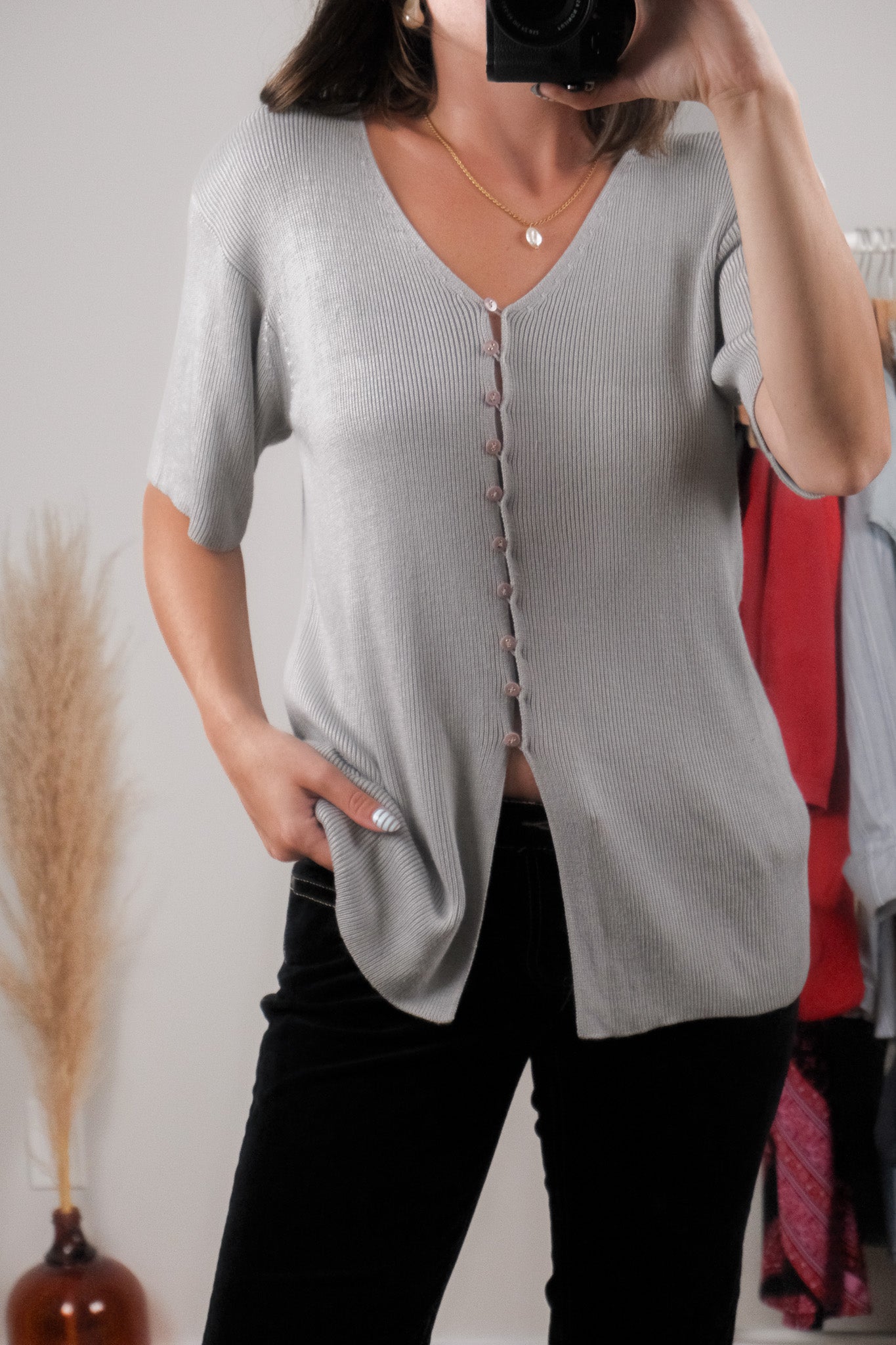 Vintage x Silk Blend Short-Sleeve Knit (M)