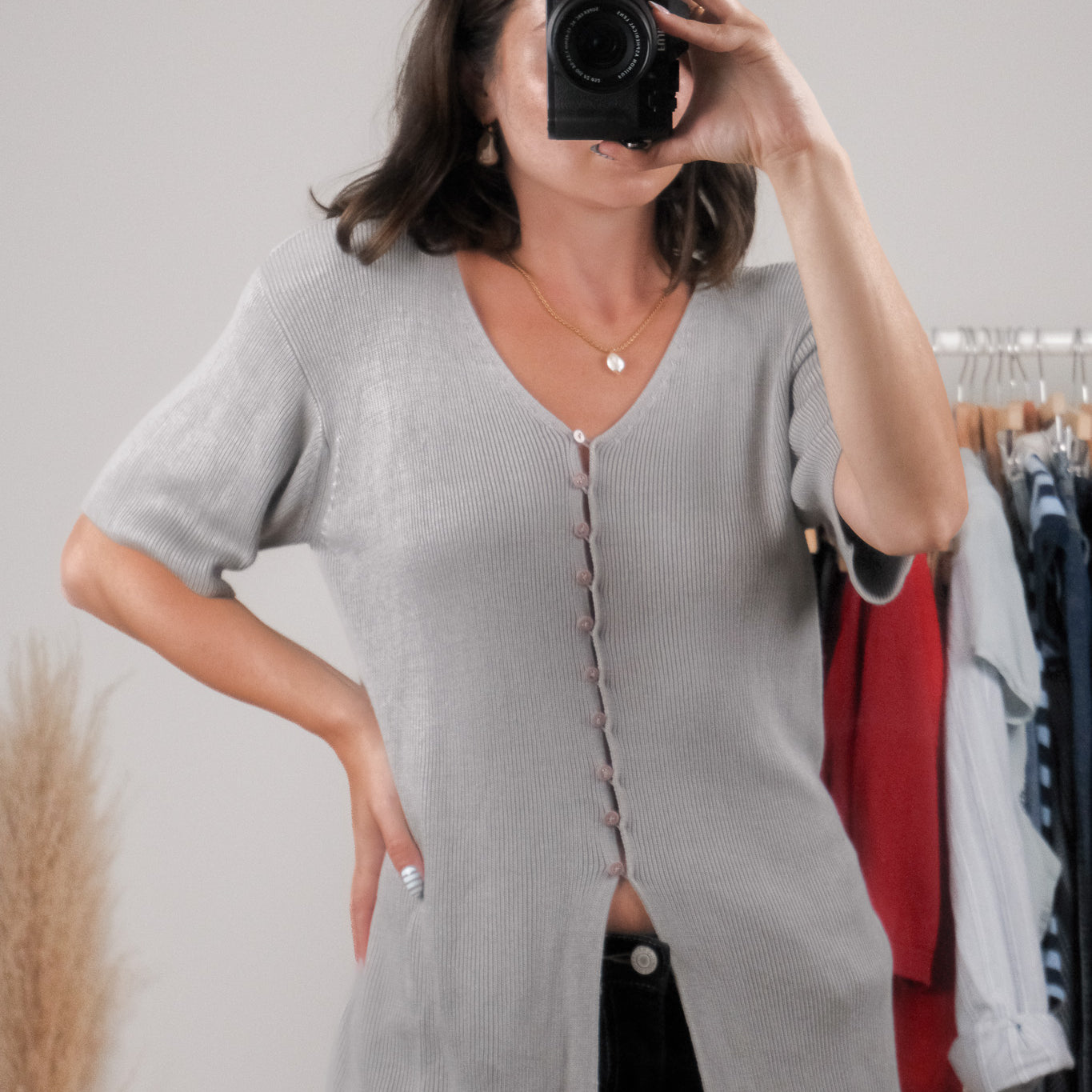 Vintage x Silk Blend Short-Sleeve Knit (M)