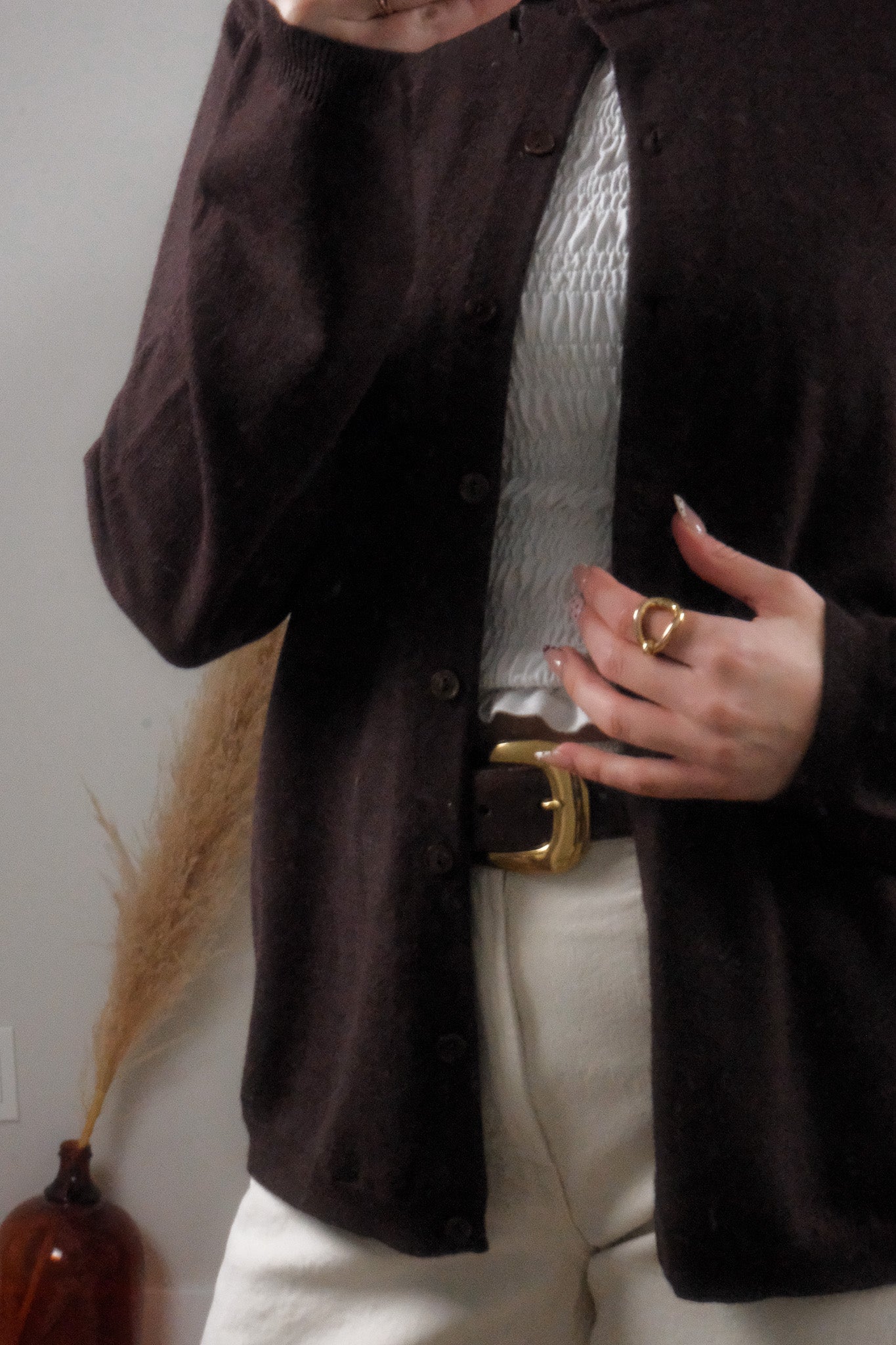 Vintage x 100% Merino Wool Cardigan (L)
