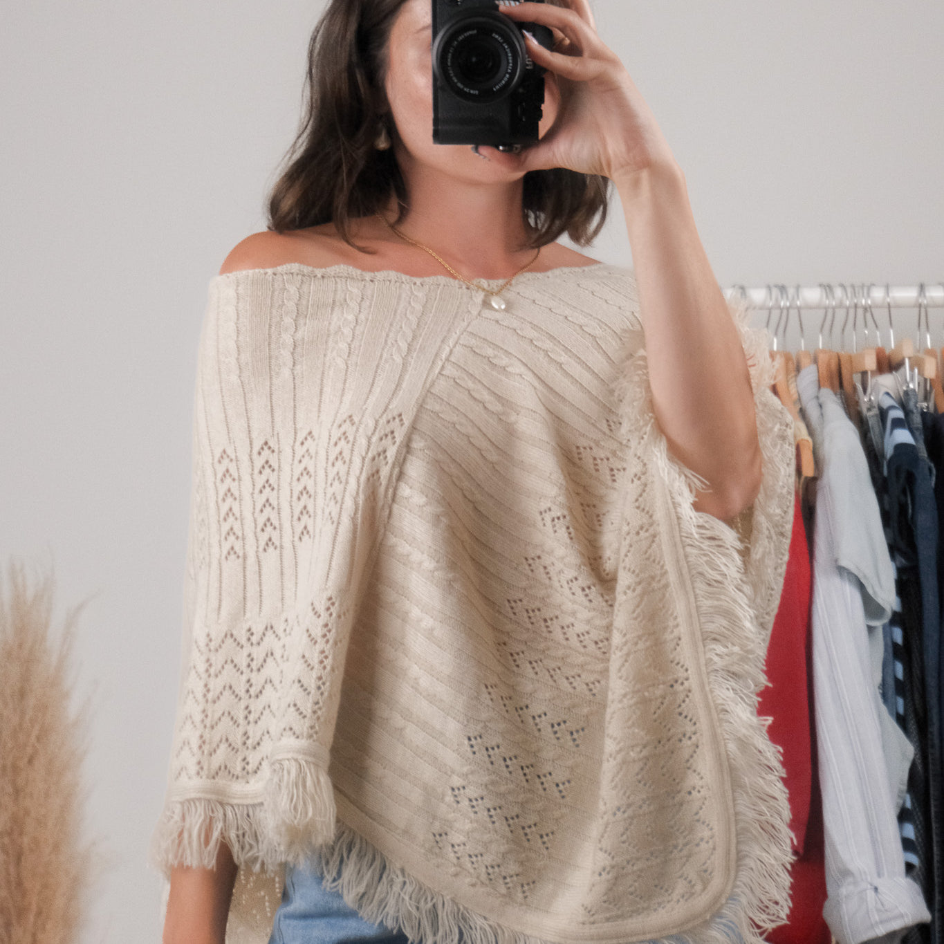 Made in Canada x Vintage x Fringe Knit Pancho (XS-L)
