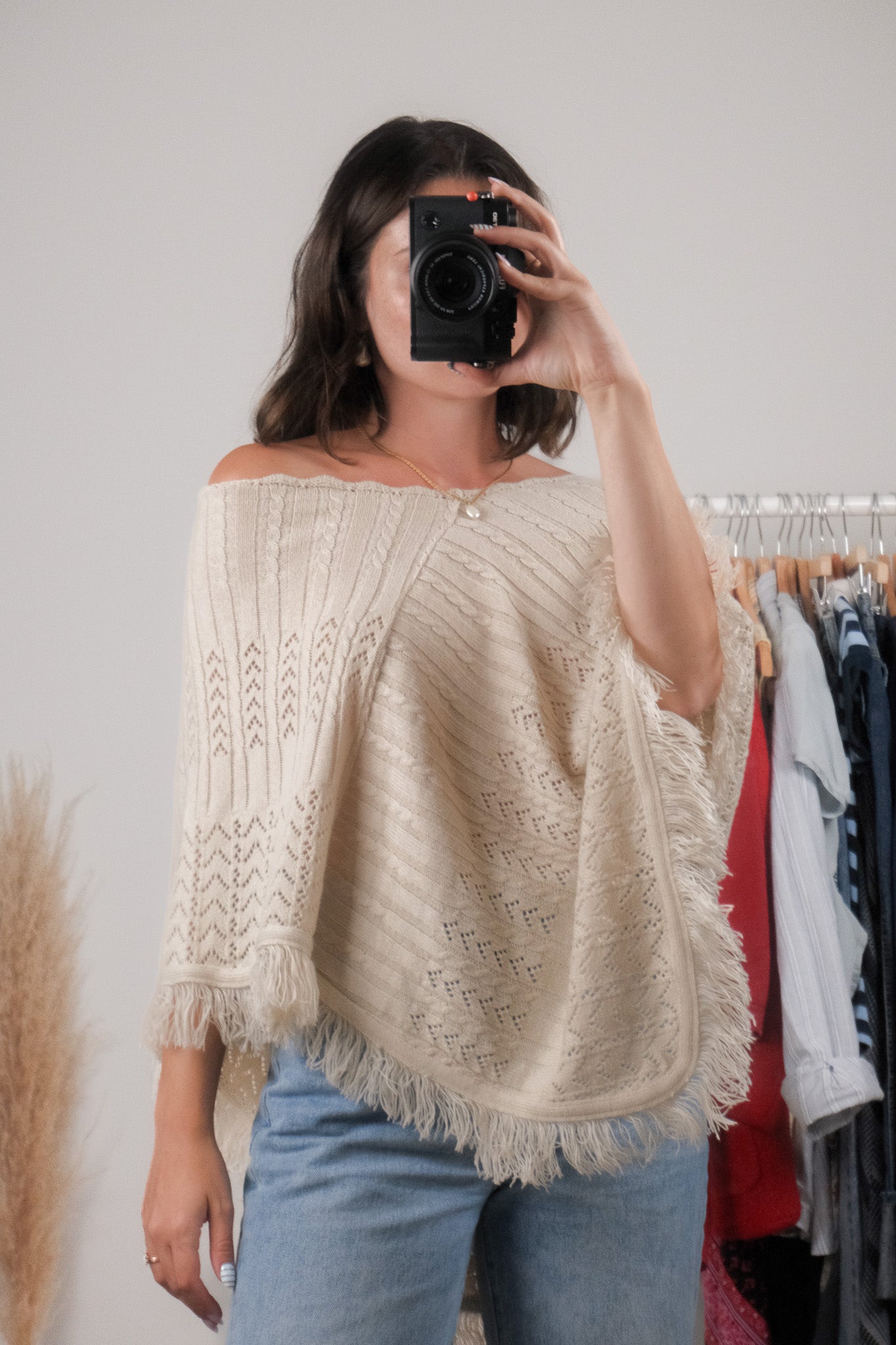 Made in Canada x Vintage x Fringe Knit Pancho (XS-L)