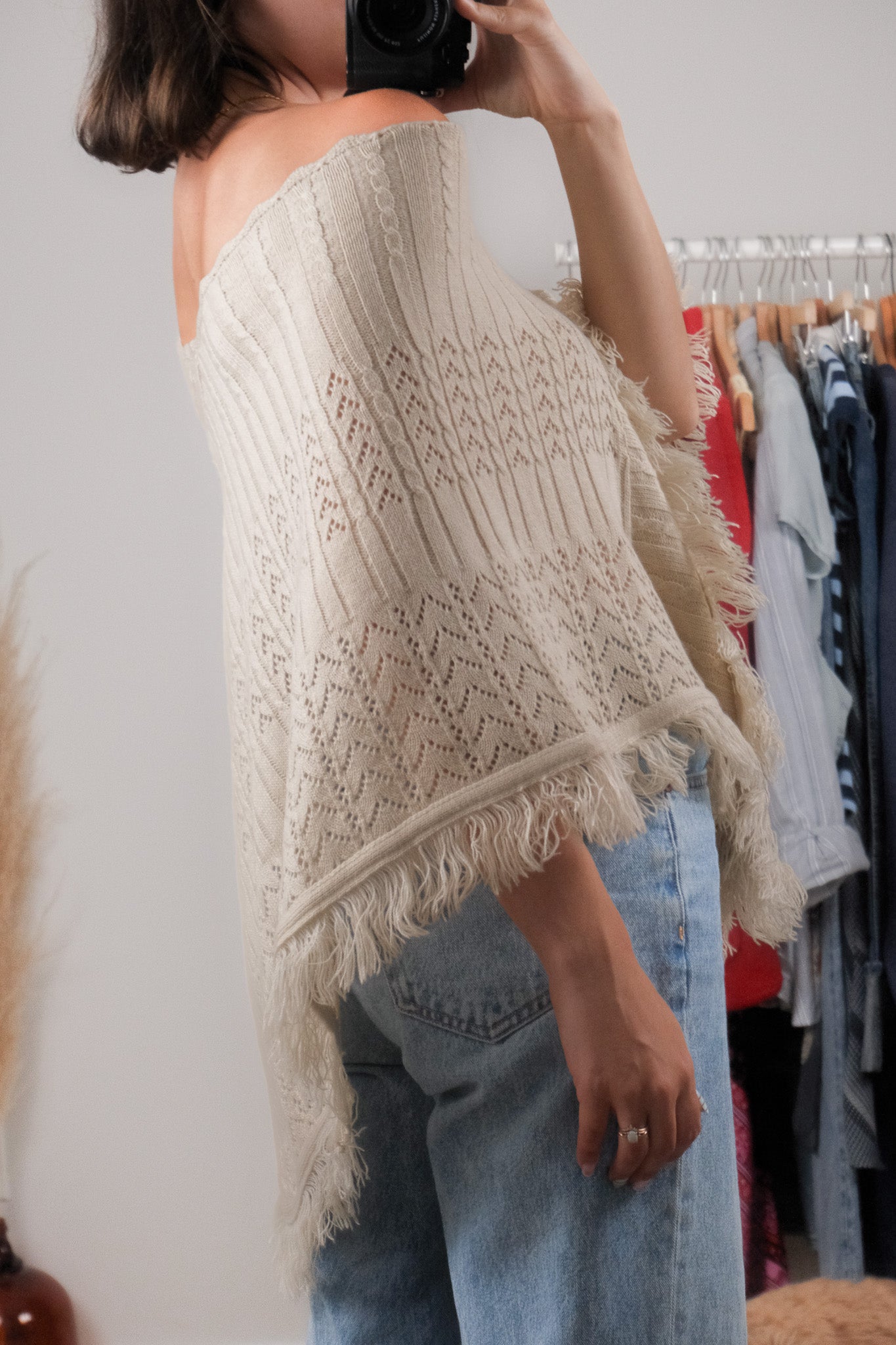 Made in Canada x Vintage x Fringe Knit Pancho (XS-L)