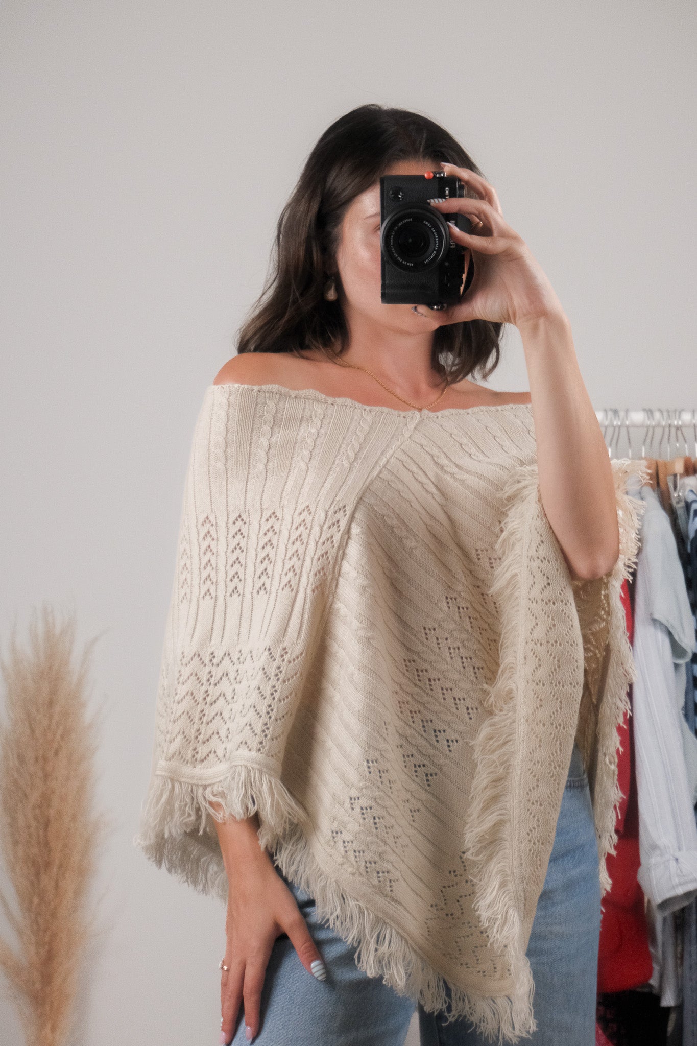 Made in Canada x Vintage x Fringe Knit Pancho (XS-L)