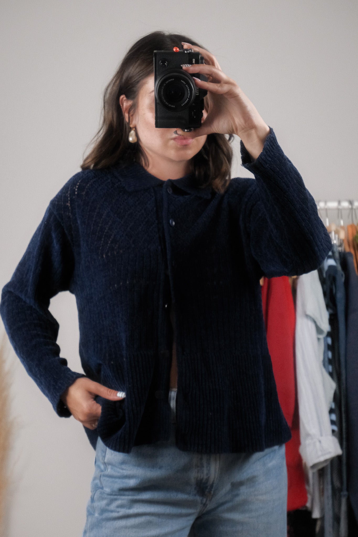 Made in Korea x Vintage x Chenille Textured Cardigan (S/M)