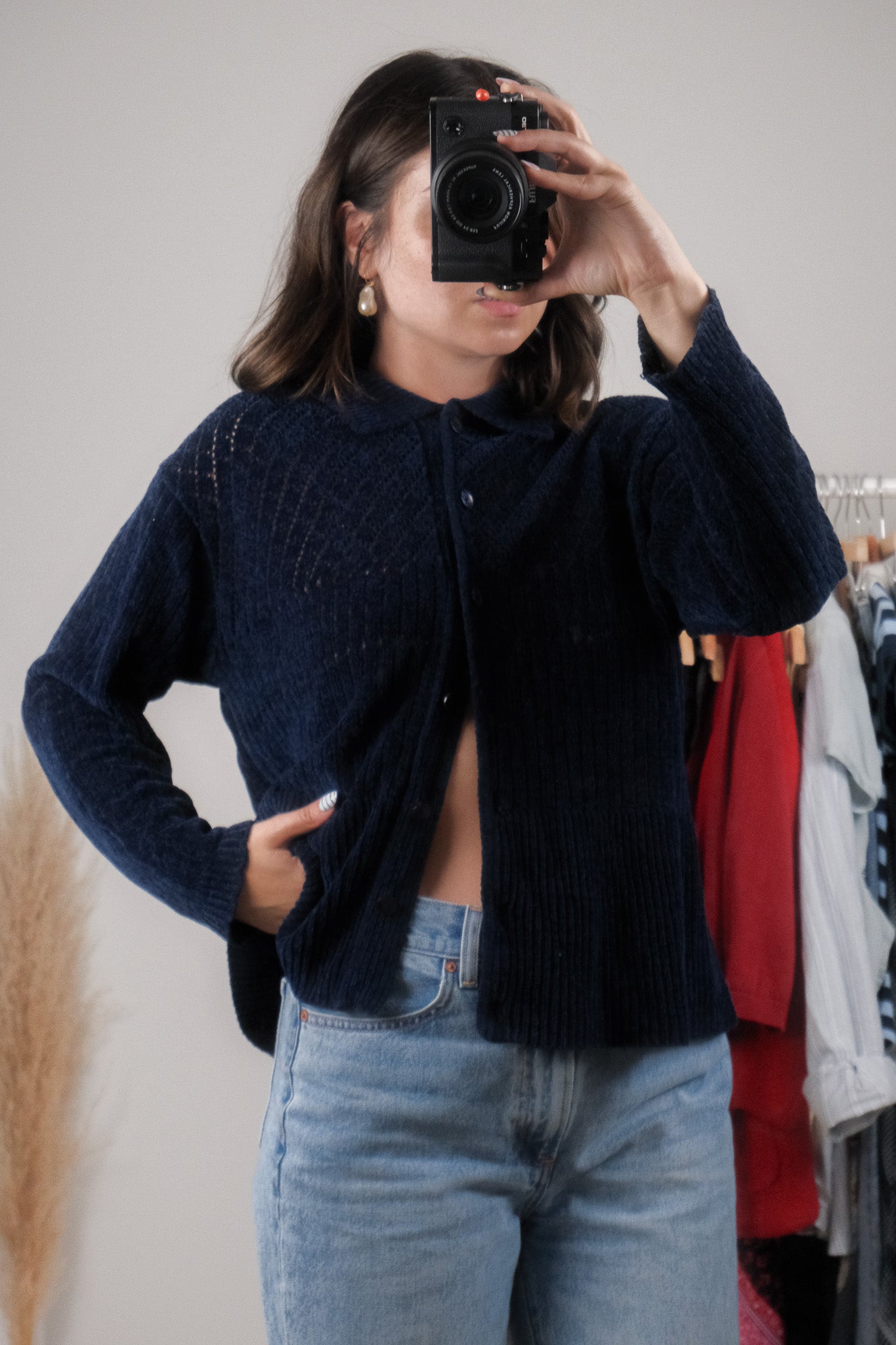 Made in Korea x Vintage x Chenille Textured Cardigan (S/M)