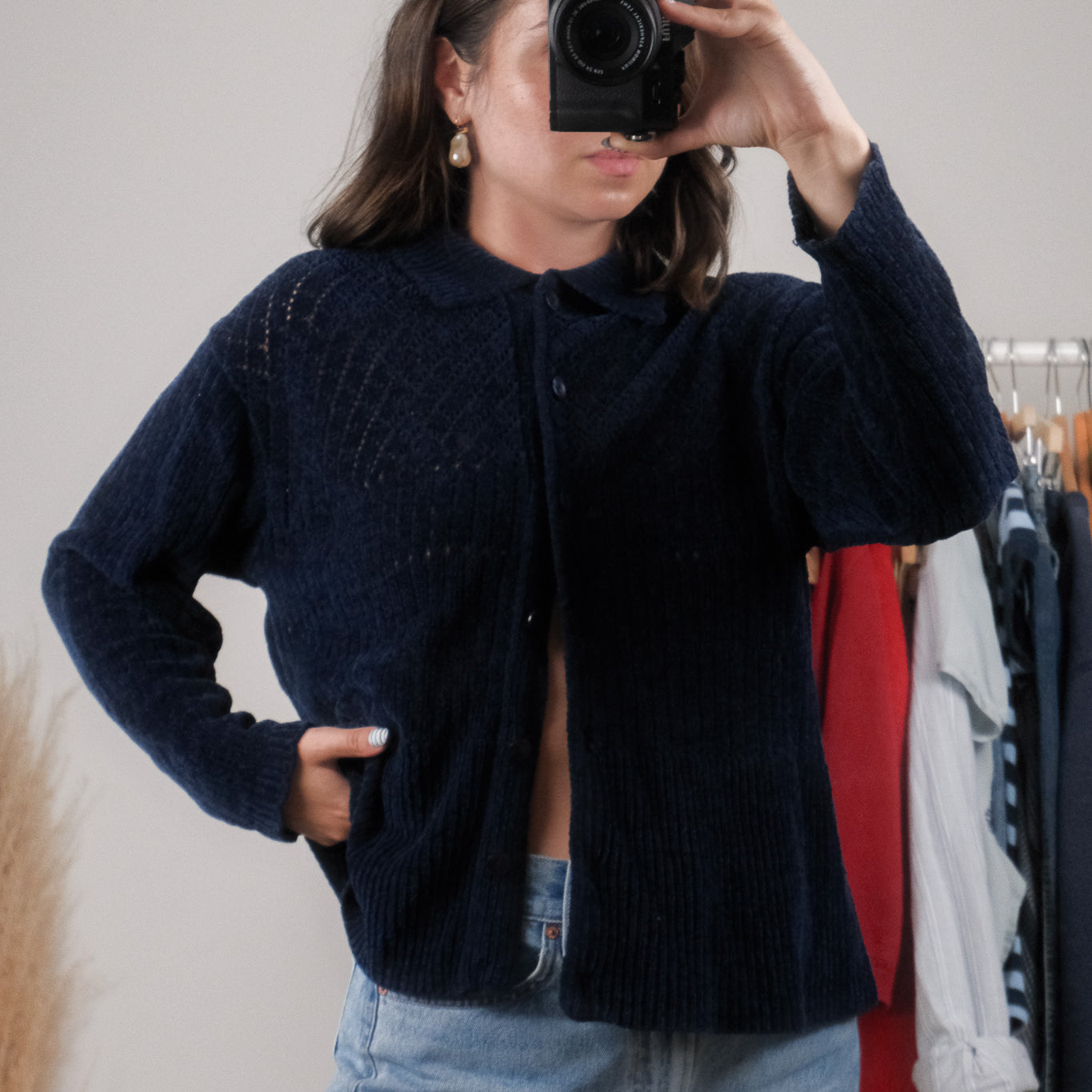 Made in Korea x Vintage x Chenille Textured Cardigan (S/M)