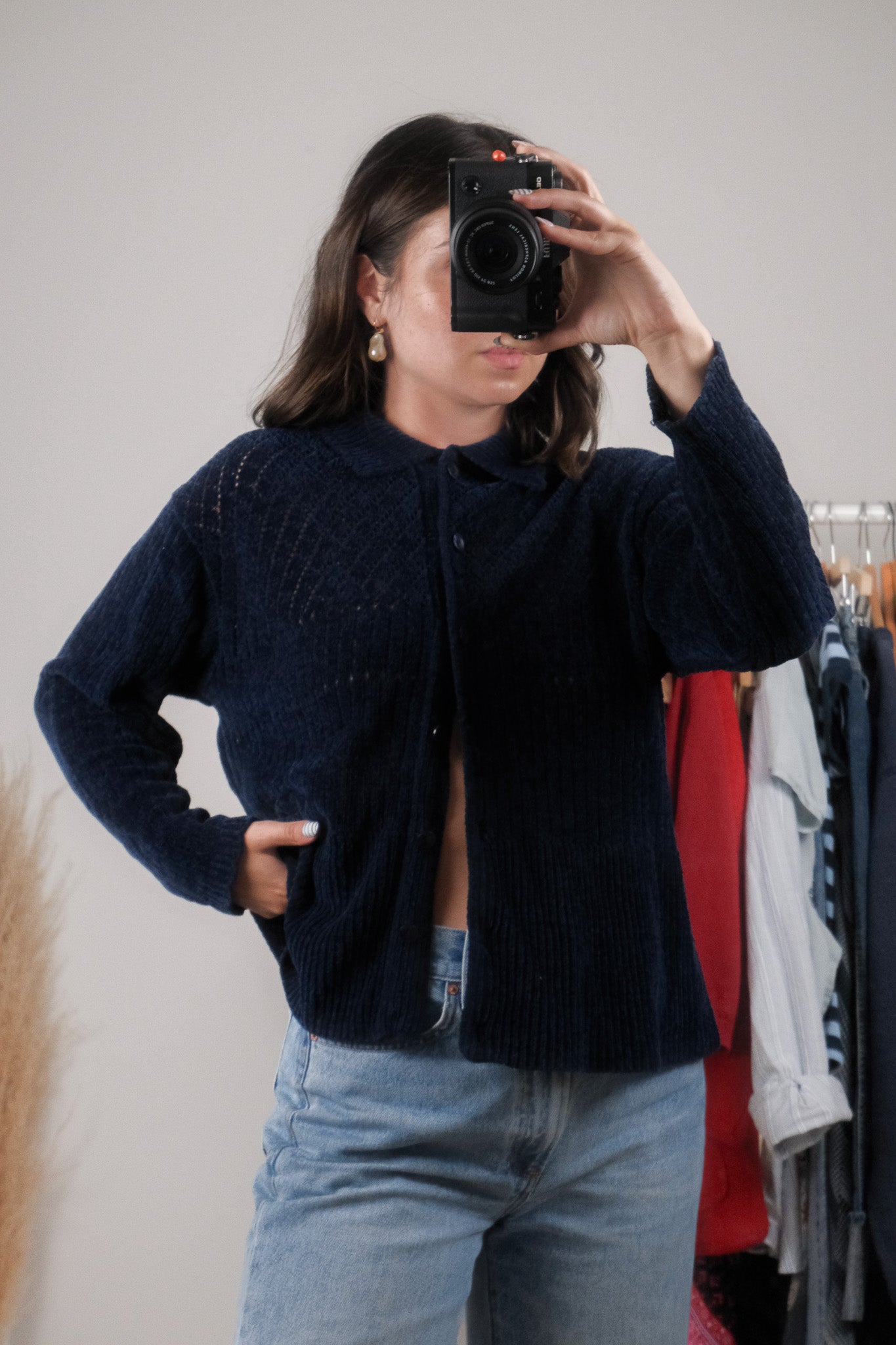 Made in Korea x Vintage x Chenille Textured Cardigan (S/M)