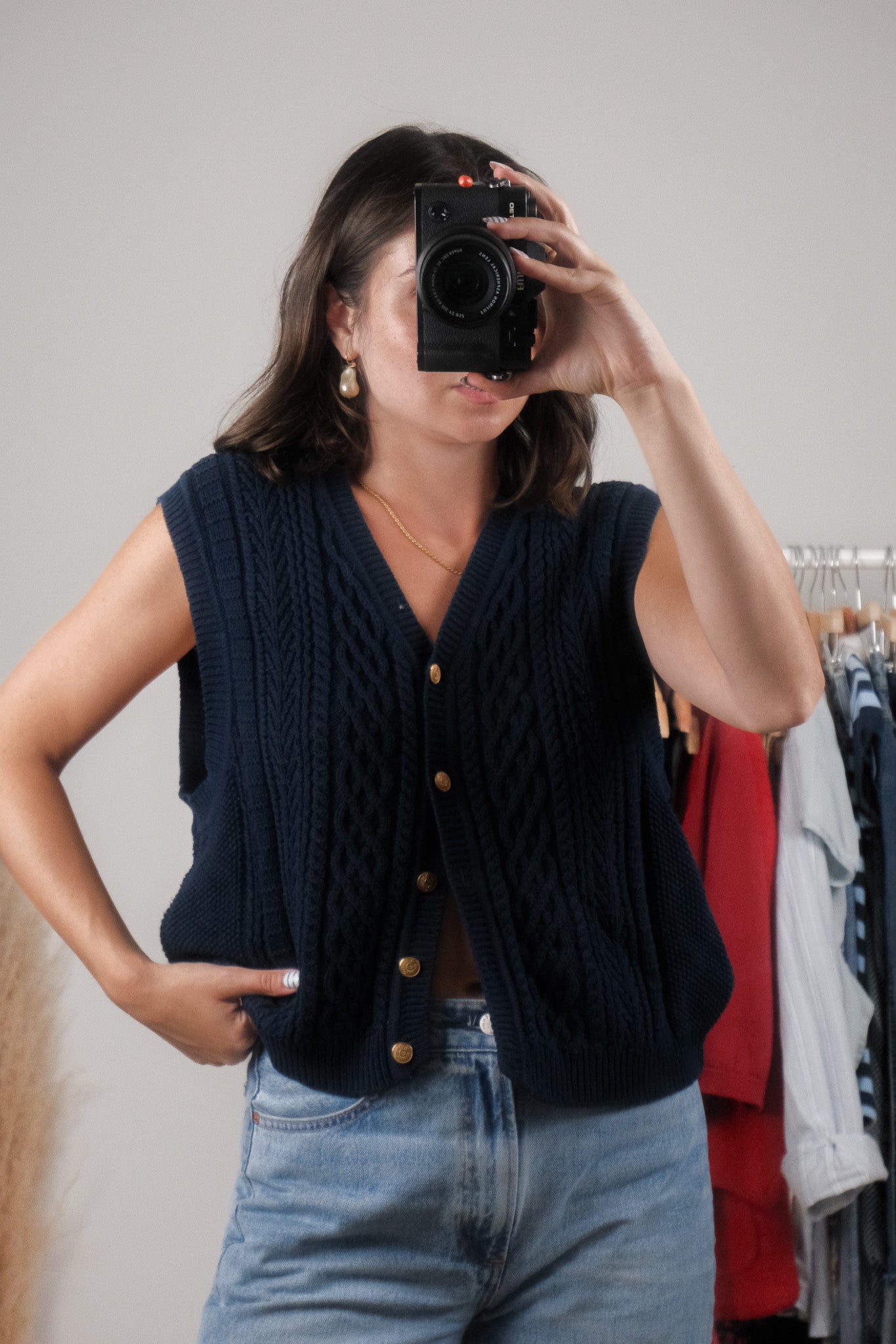 Vintage x 100% Cotton Cable Knit Vest (M/L)