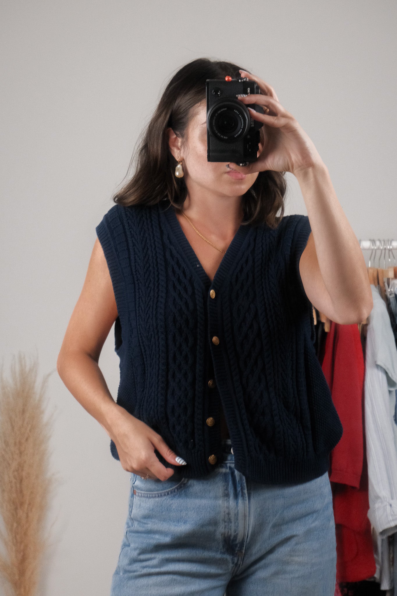 Vintage x 100% Cotton Cable Knit Vest (M/L)