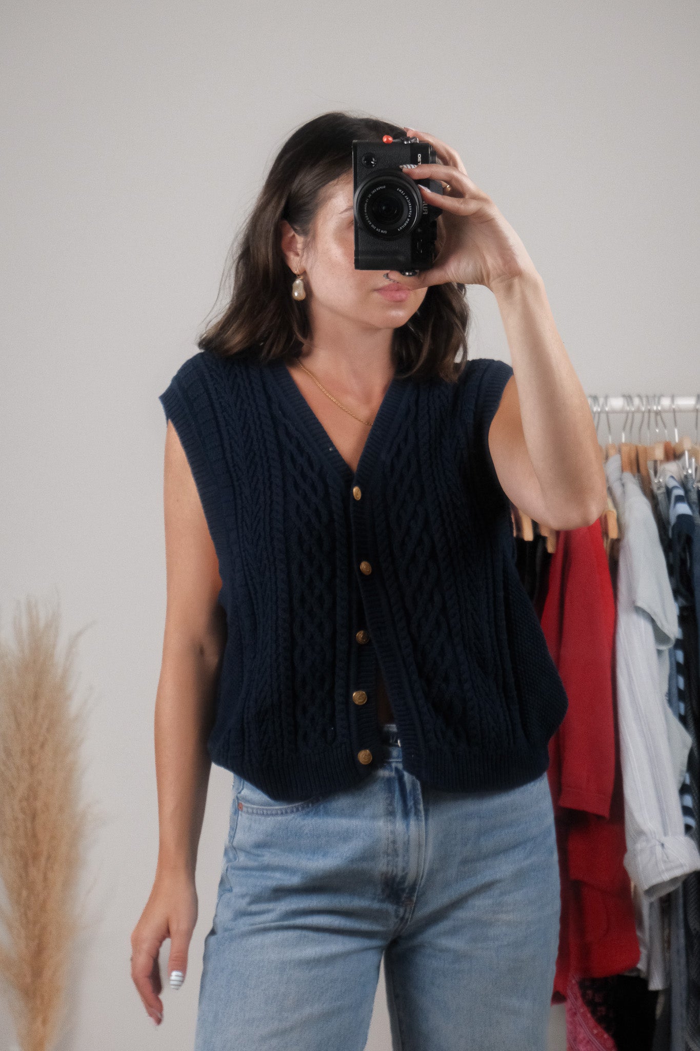 Vintage x 100% Cotton Cable Knit Vest (M/L)