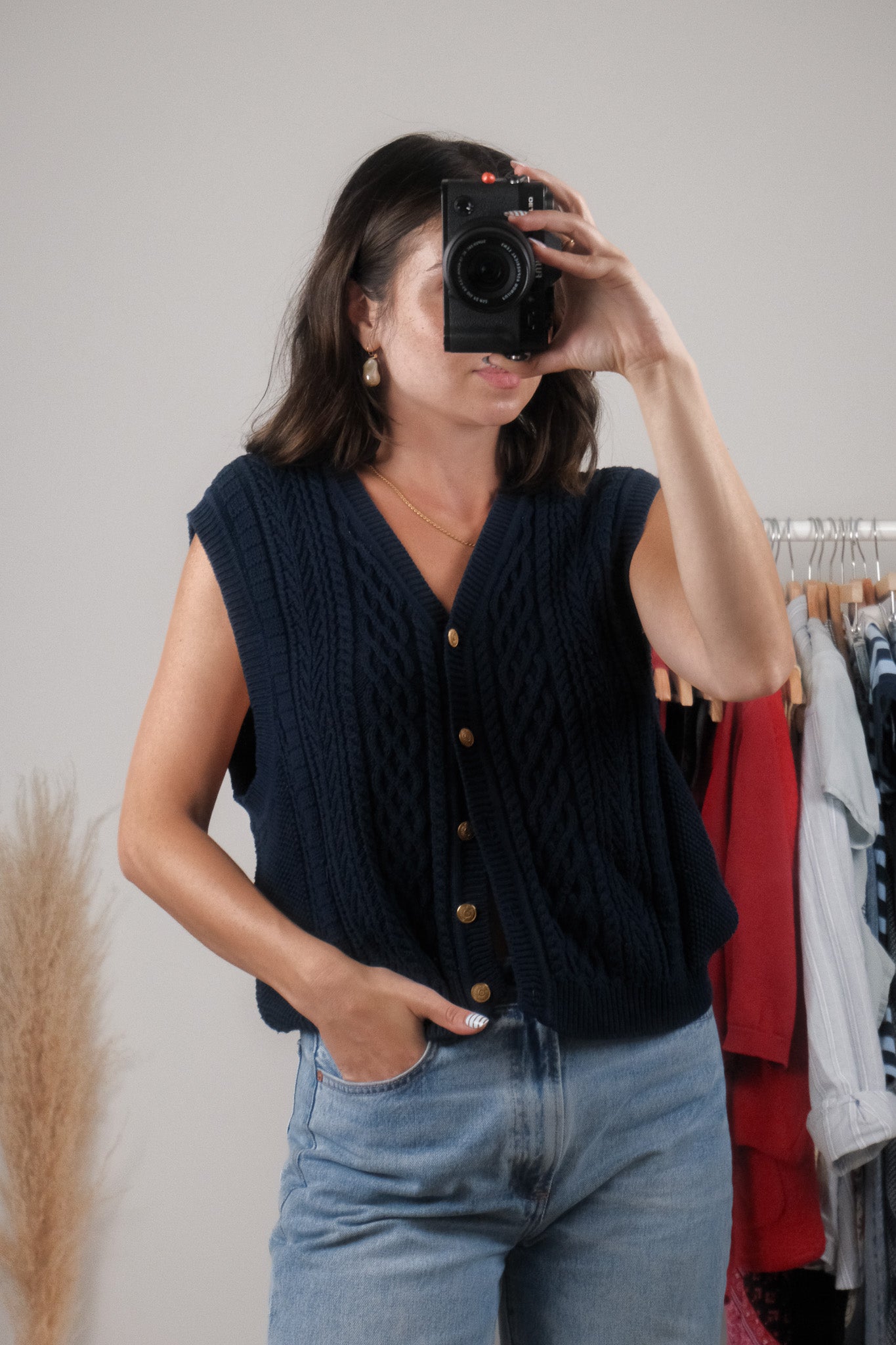 Vintage x 100% Cotton Cable Knit Vest (M/L)