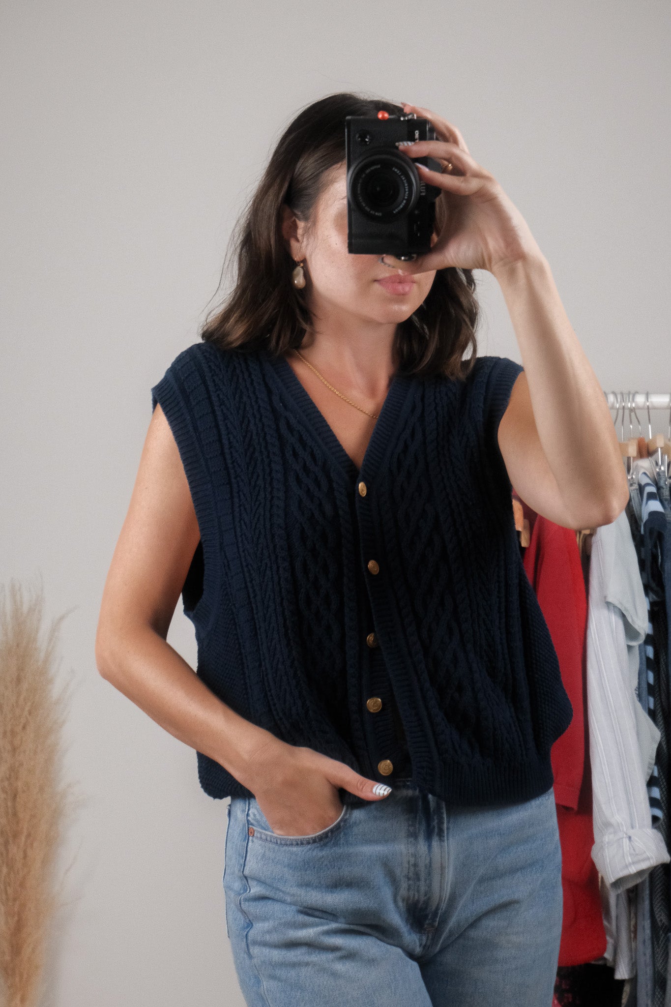 Vintage x 100% Cotton Cable Knit Vest (M/L)