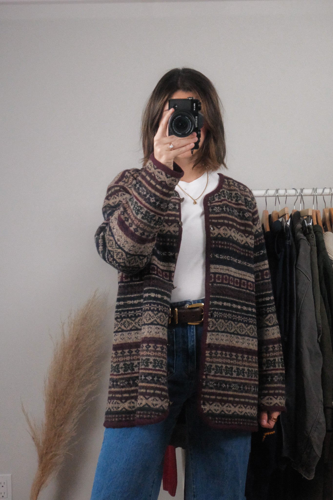 Vintage x Wool Patterned Cardigan (M/L)
