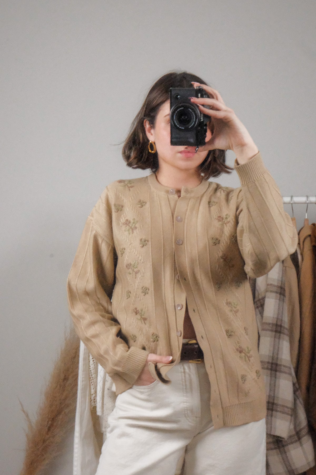 Vintage x Textured Flower Cardigan (M)