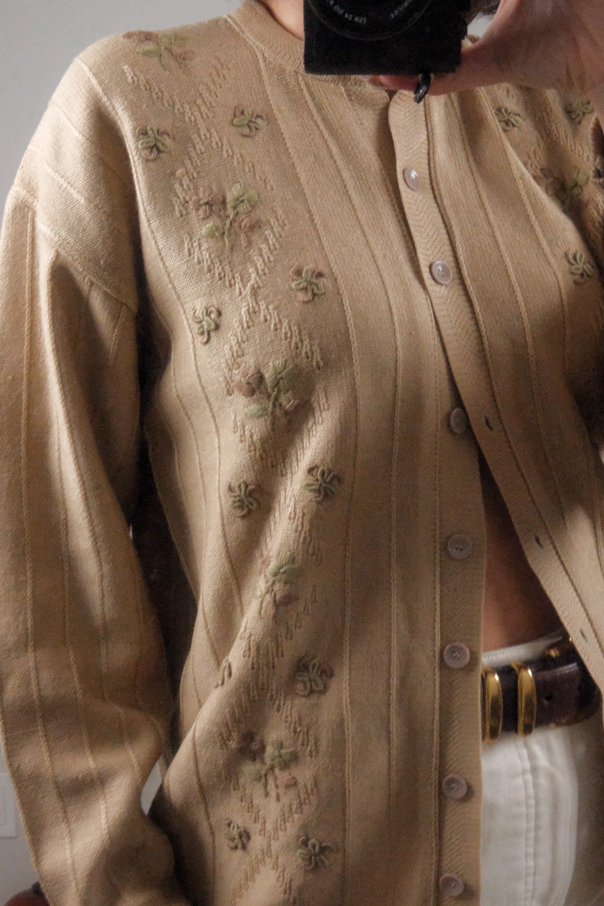 Vintage x Textured Flower Cardigan (M)