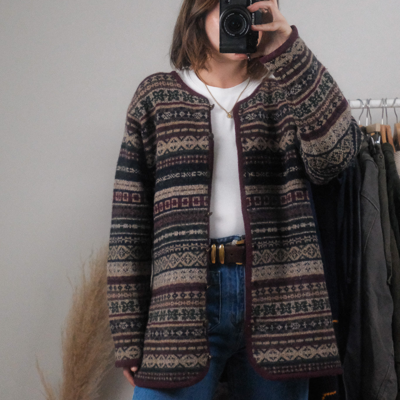 Vintage x Wool Patterned Cardigan (M/L)