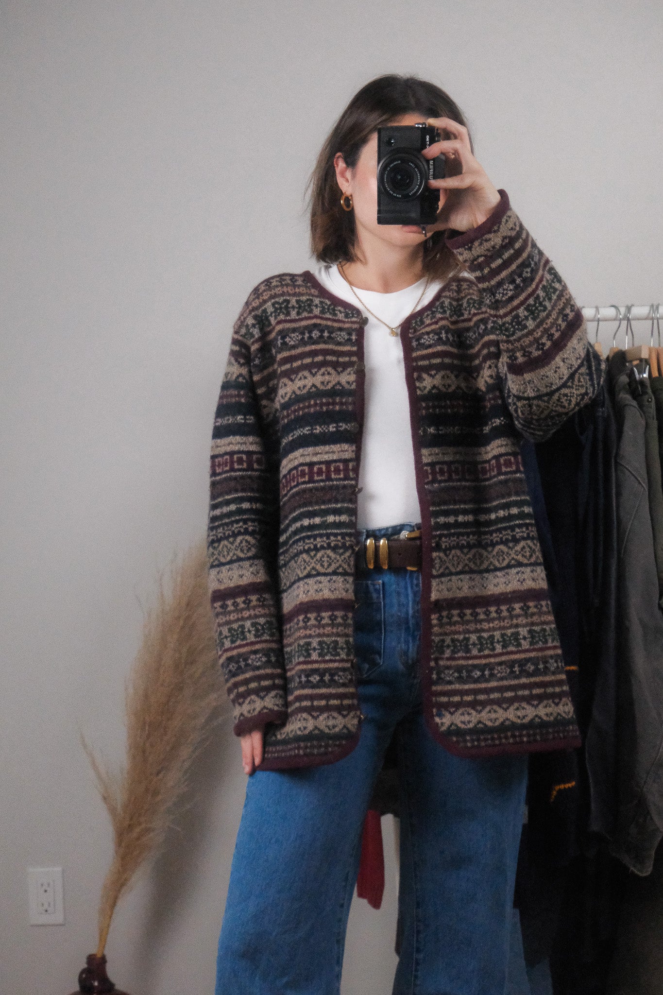 Vintage x Wool Patterned Cardigan (M/L)